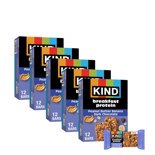 KIND Breakfast Protein Bars, Peanut Butter Banana Dark Chocolate, Gluten Free, Low Sodium, 30 Count