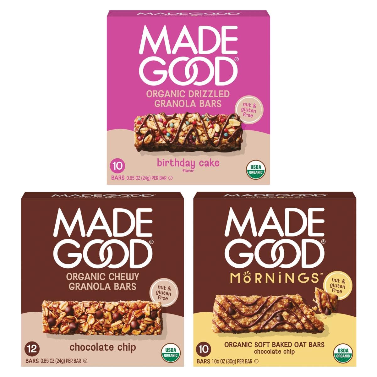 Gluten-free Birthday Cake Granola Bars in Bulk, 30 Count, Nut-free and Vegan