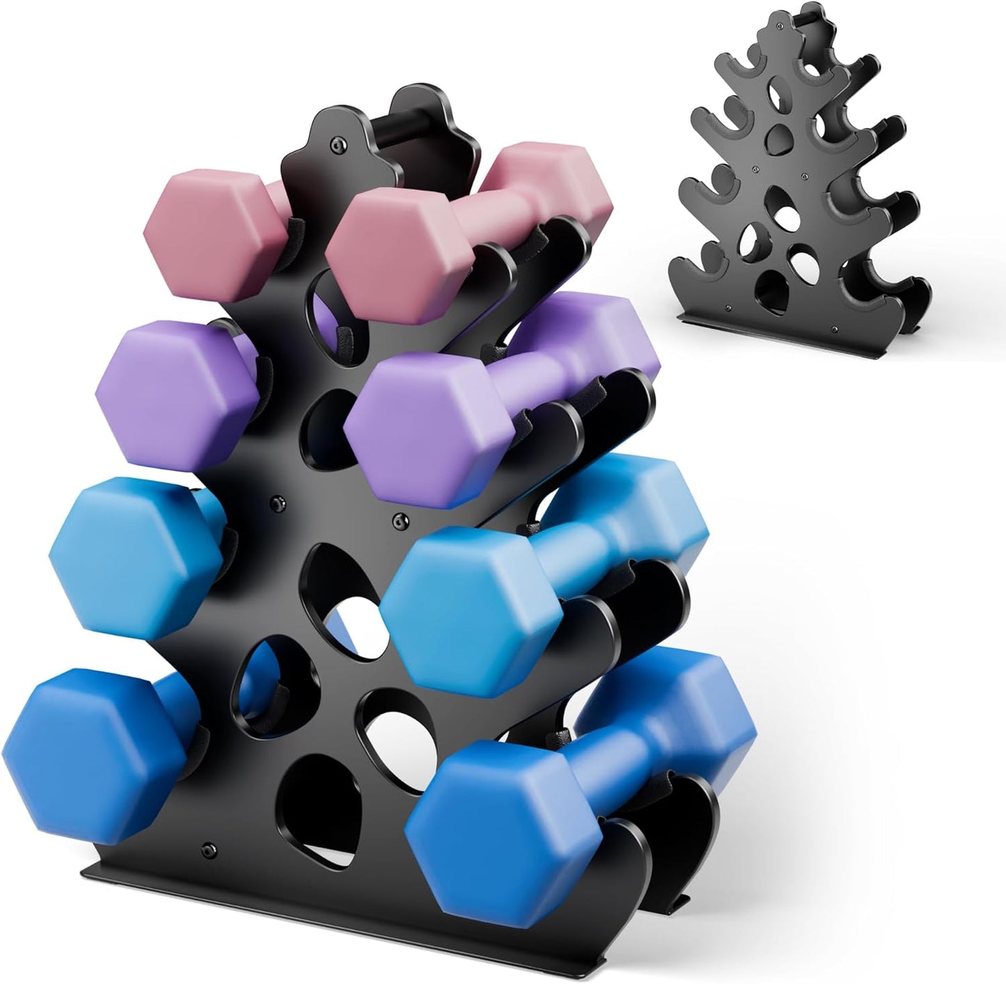 4 Tier Dumbbell Rack - Rust-Resistant Dumbbell Stand for Home Gym