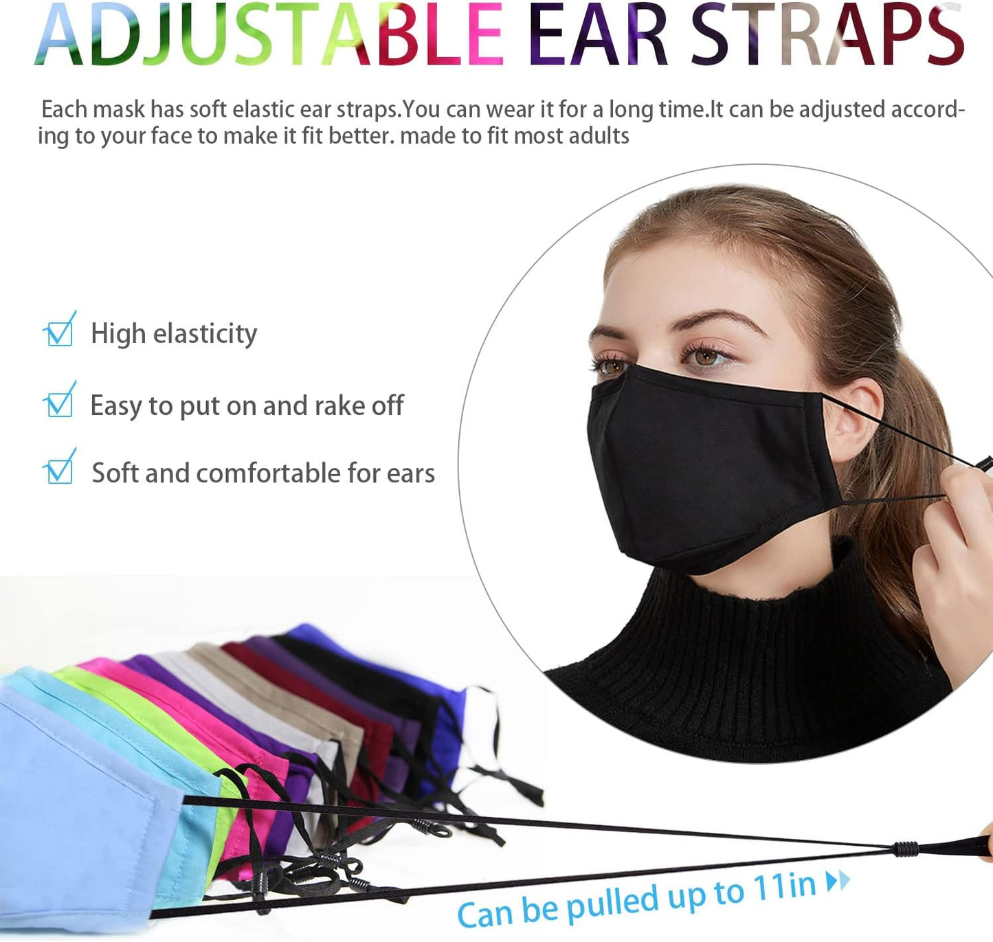 PAGE ONE Reusable Cloth Face Masks Washable Adjustable Breathable Cotton Face Mask