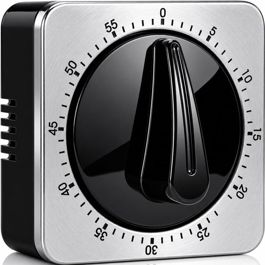 Kitchen Timers for Cooking, Chef Cooking Timer Clock with Loud Alarm - 100% Mechanical Desk Timer - No Batteries Required - Magnetic Backing, Exquisite Stainless Steel Body - Countdown Reminder
