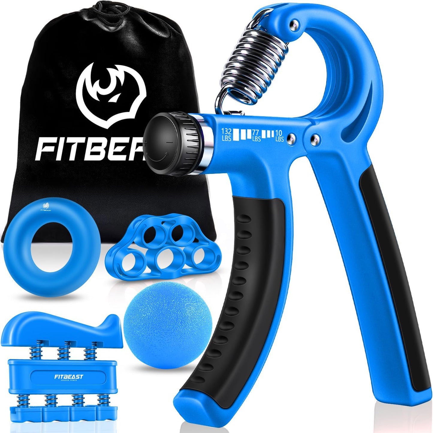 FitBeast Grip Strengthener Kit - 5 Adjustable Resistance Hand Grips for Forearm Workout
