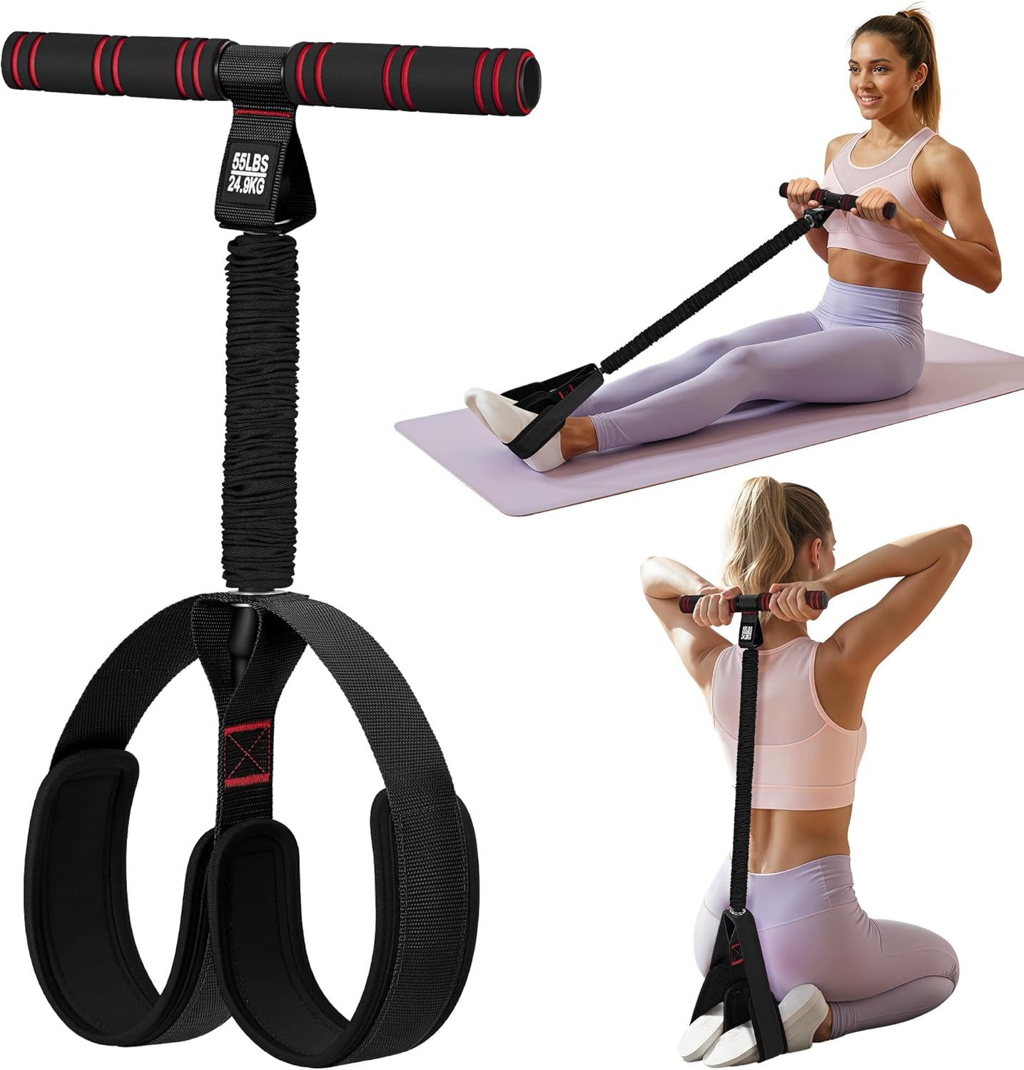 Pedal Resistance Band with Handle 55LBS Exercise Equipment