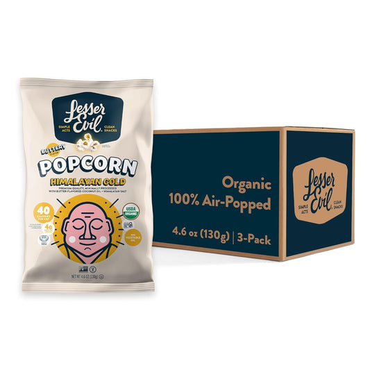 Organic Popcorn in 3 Pack, 4.6 Oz Each, Minimally Processed, No Vegetable Oil