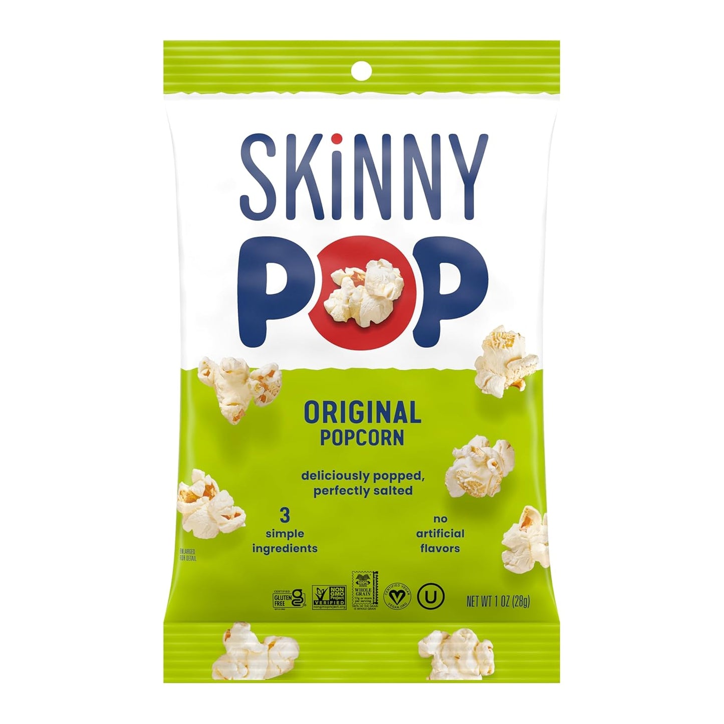 SkinnyPop Original Popcorn, 12-count, 1oz Individual Size Snack Bags, Gluten Free, Dairy Free, Non-GMO