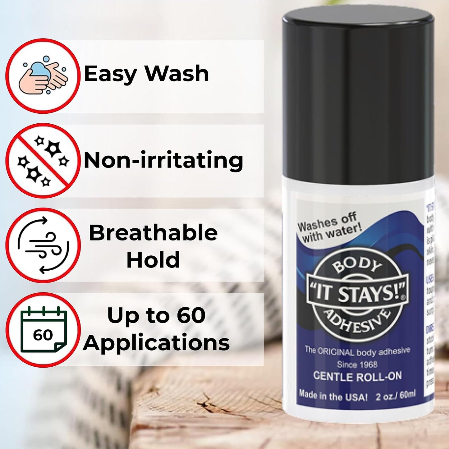 Mojo Compression Socks It Stays Roll On Body Adhesive 2 fl oz