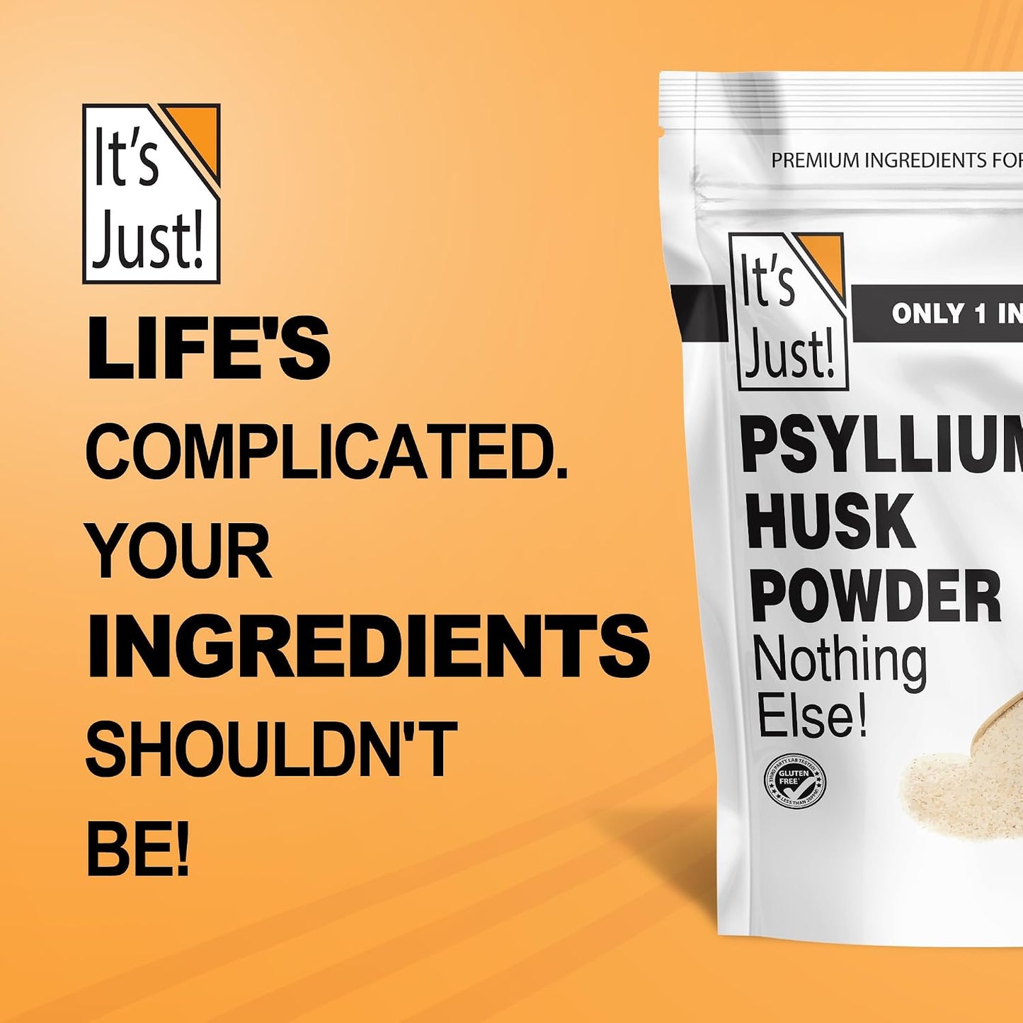 It's Just! - Psyllium Husk Powder, GLP-1 Friendly, Easy Mixing Dietary Fiber, Cleanse Your Digestive System, Finely Ground Powder, Ideal for Keto Baking, Non-GMO (Unflavored, 10oz (Pack of 1))