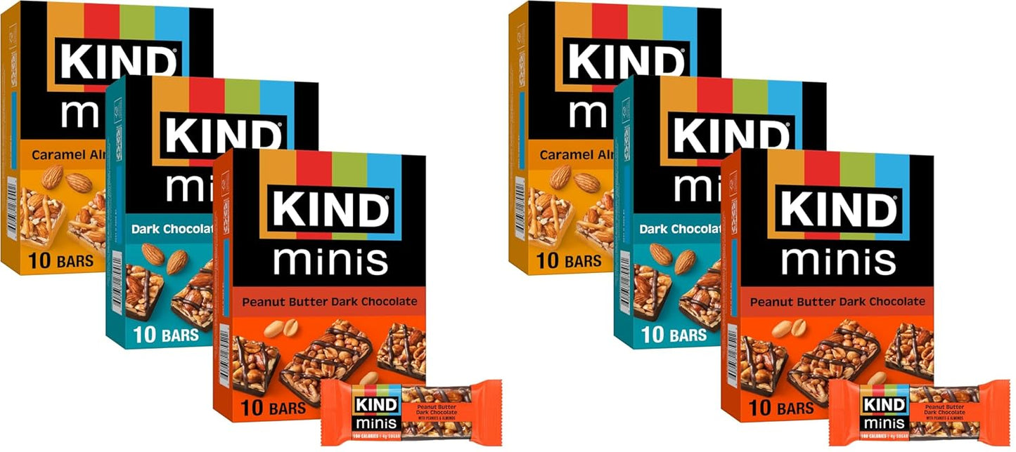 KIND Mini Snack Bars Variety Pack, 30 Count, Gluten Free, Low Sugar, Low Calorie