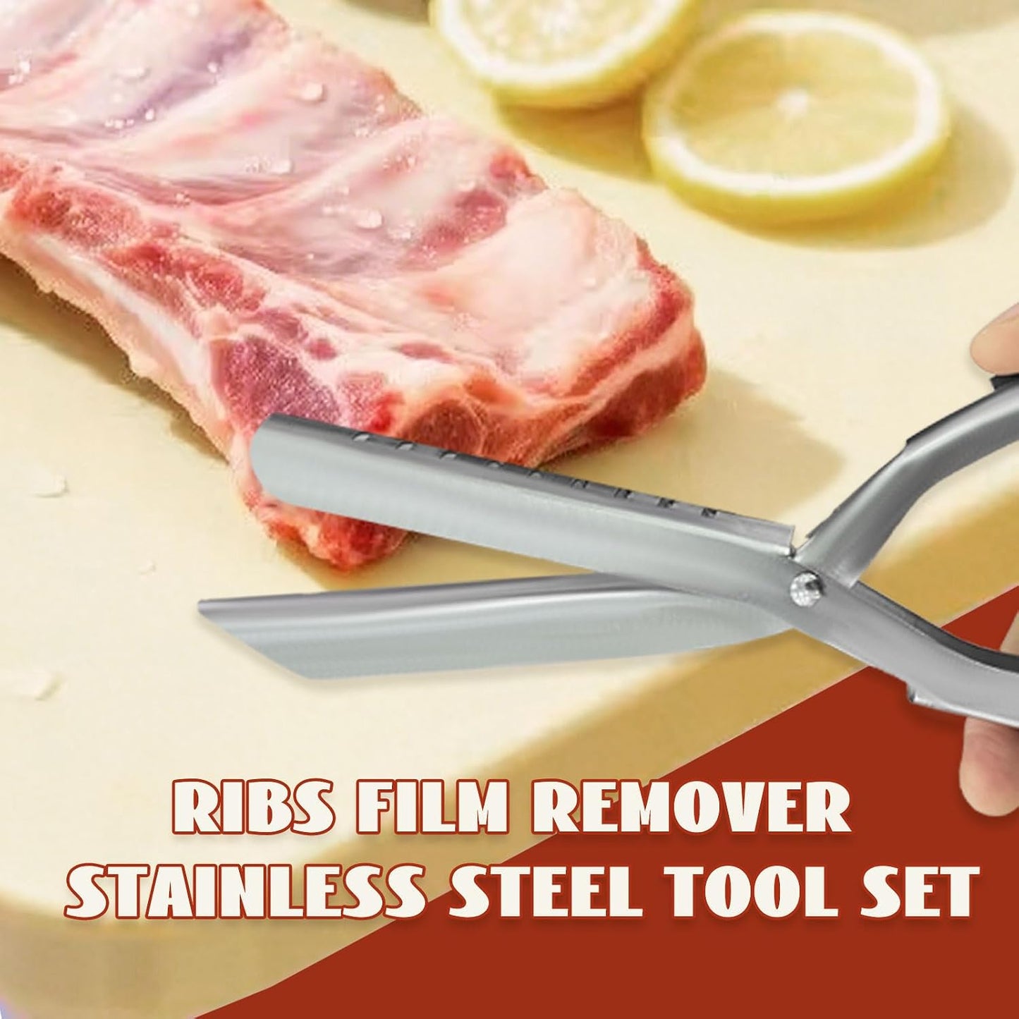 Rib Membrane Remover Stainless Steel Tool Kit, Ergonomic Handle for Easy Prep, Dishwasher Safe BBQ Accessory for Grilling and Cooking (1 Pack)