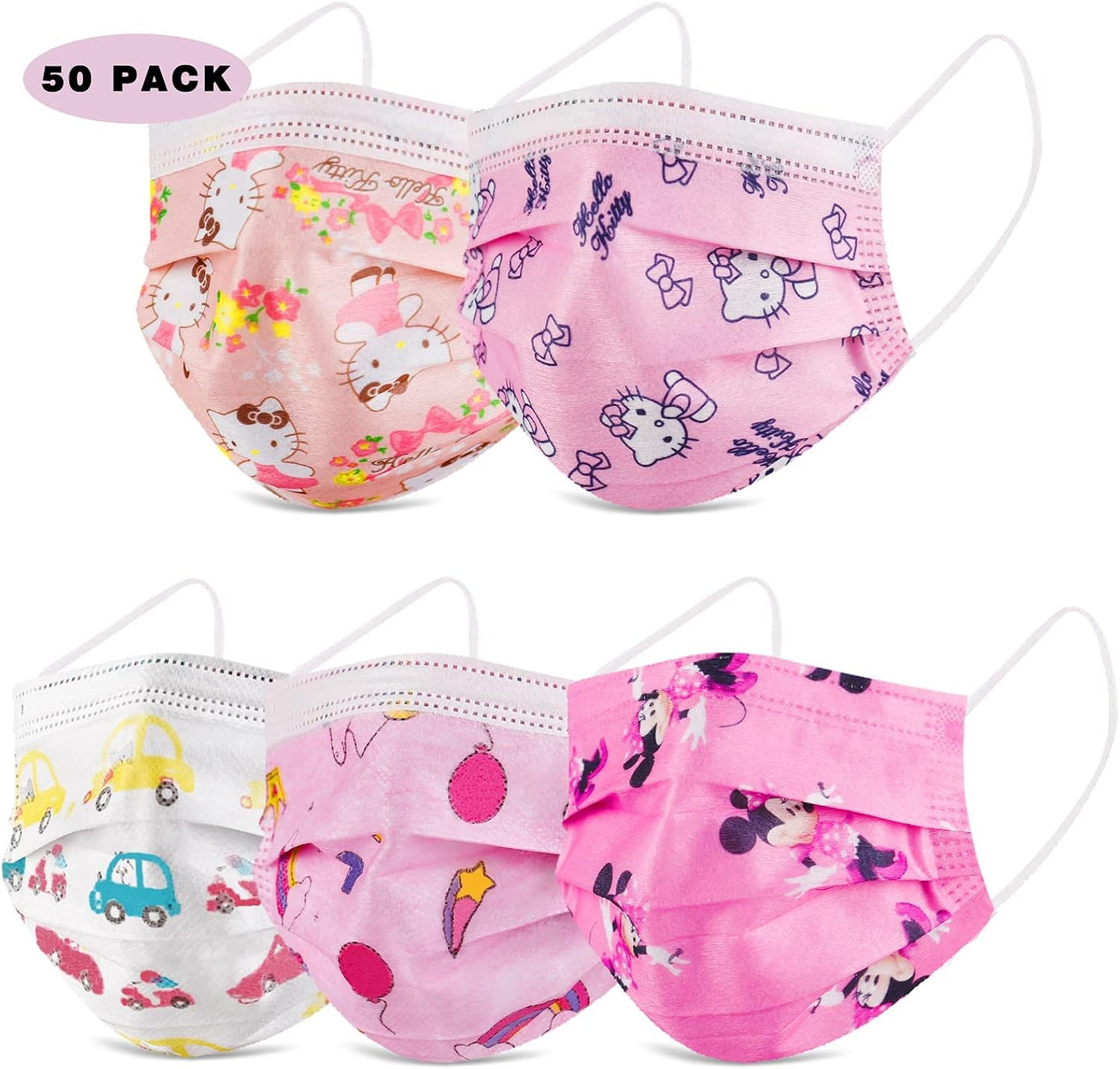 Kids Face Mask 50PCS Breathable Fabric for Girls and Boys Safety