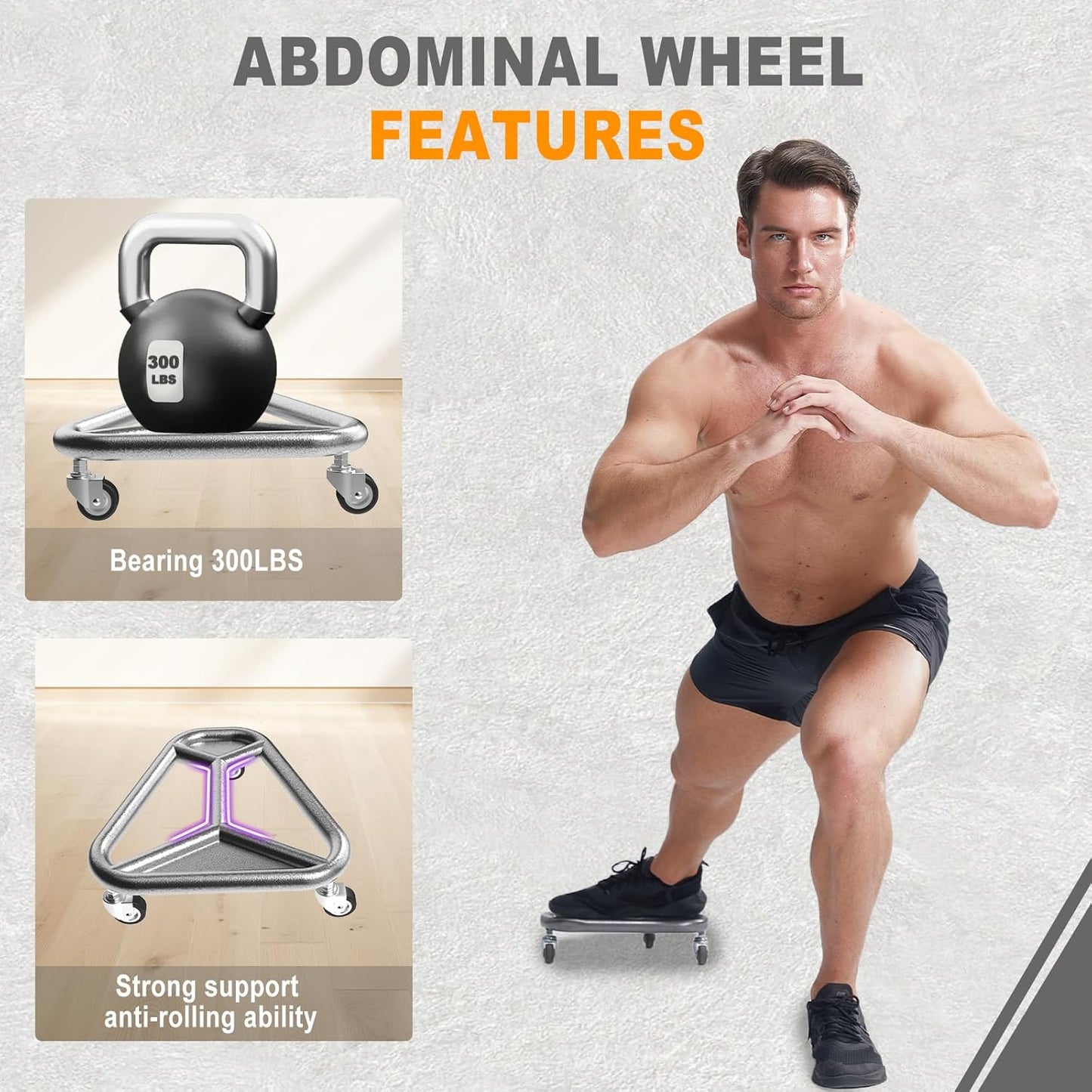 HOTWAVE Extra-Wide Ab Roller Wheel for Core Workout - Stable & Quiet Fitness Equipment