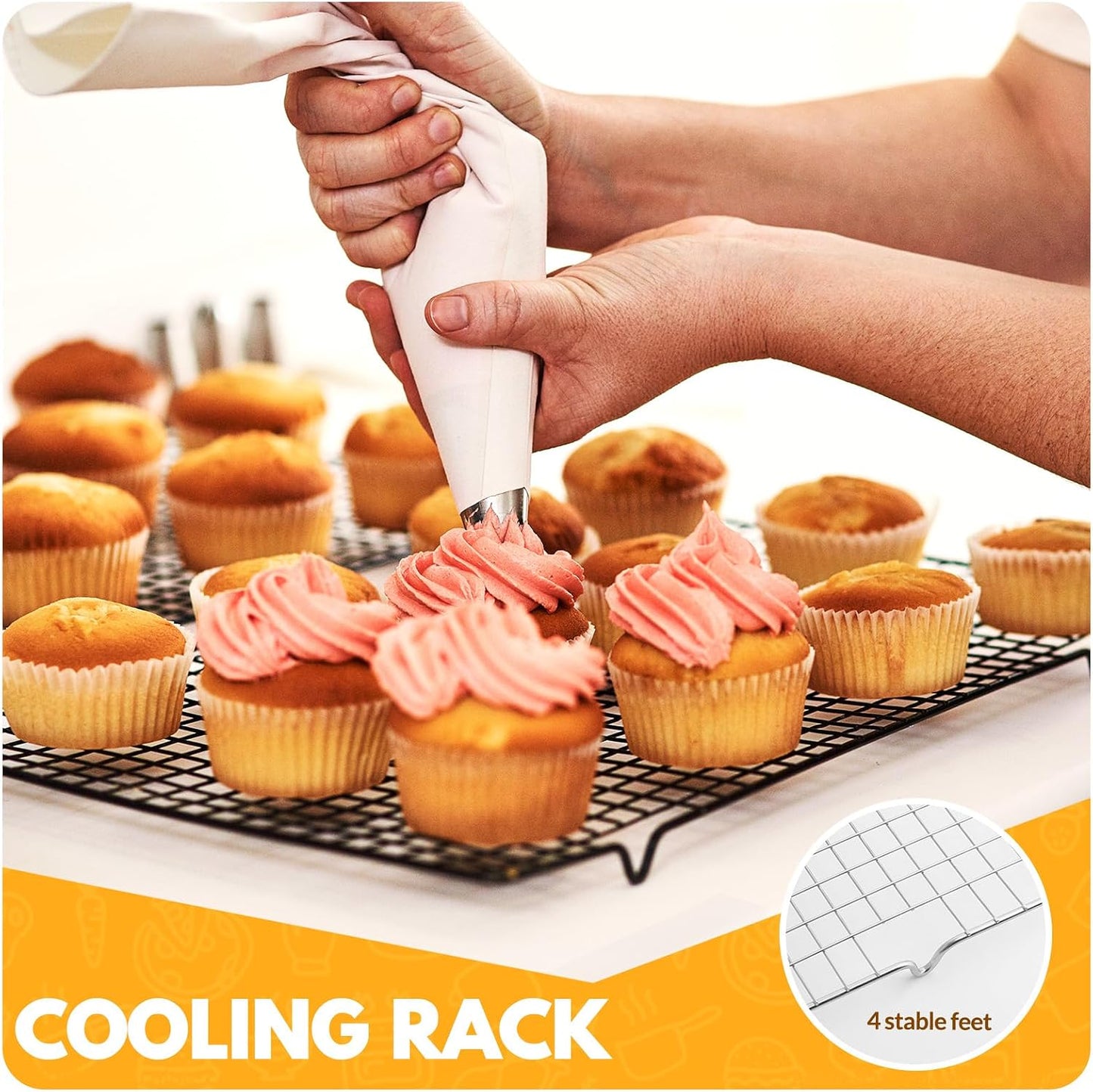 2 PCS Cooling Racks for Cooking and Baking, 15x10 Inches Stainless Steel Cooling Rack, Sheet Pan with Wire Rack for Baking Sheet, Bacon Rack Oven Safe Fits Jelly Roll Sheet Pan