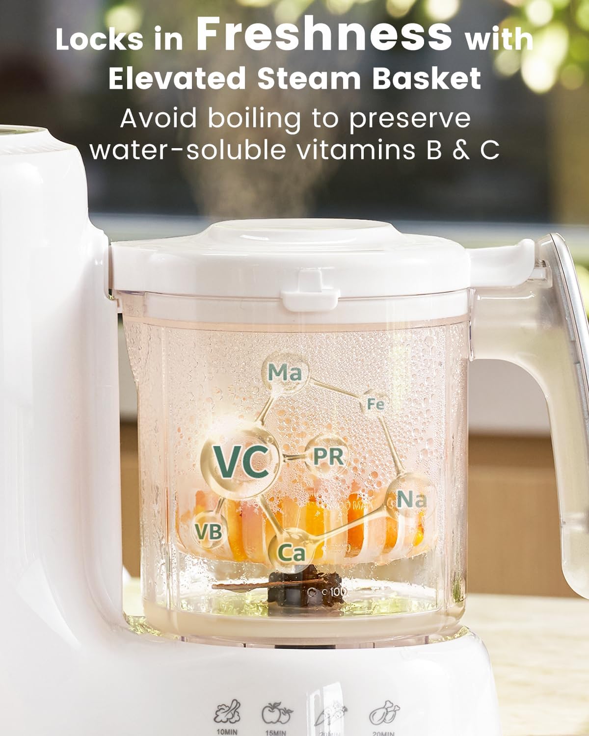 Grownsy Baby Food Maker, Steamer & Blender Baby Food Processor, White | BPA-Free Elevated Steam Basket, Healthy Homemade Baby Food Purees, Starting Solids & BLW, Baby Feeding Essentials, 6+ Months