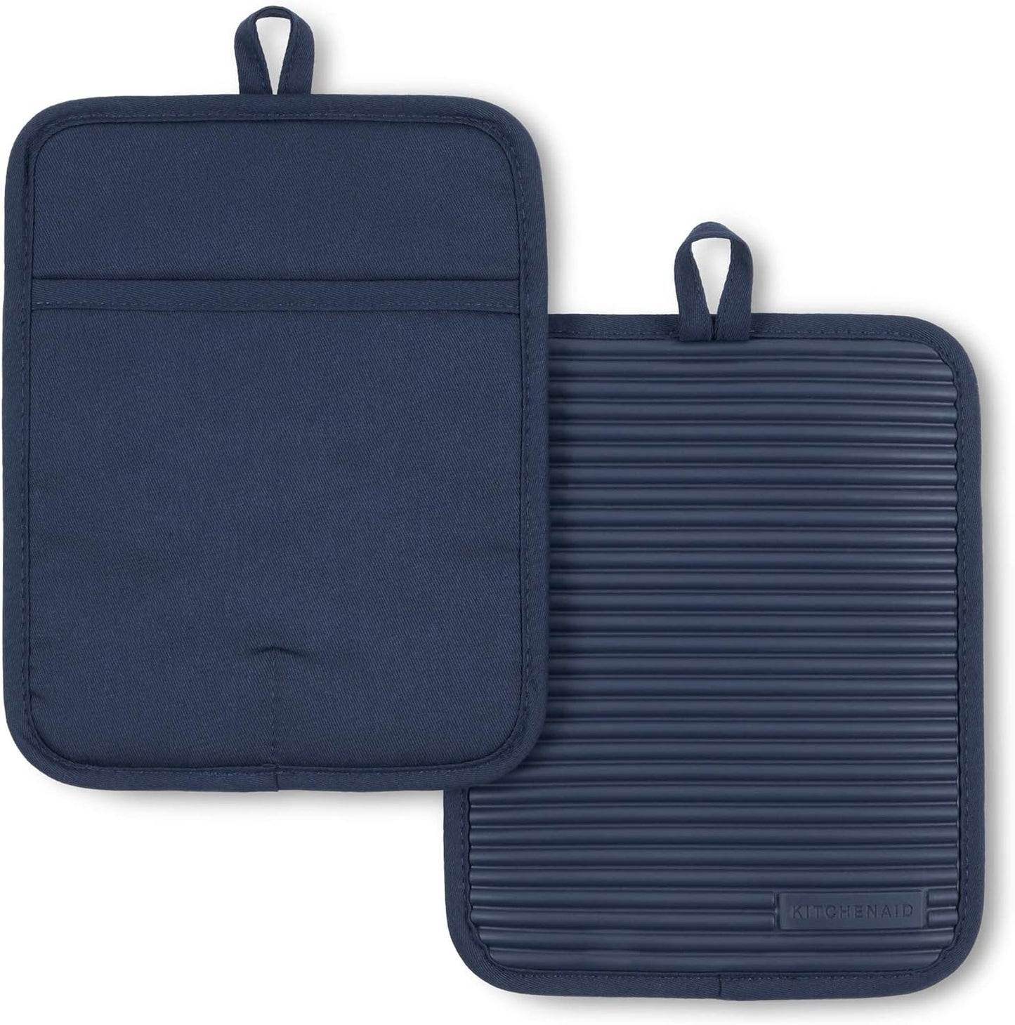 KitchenAid Ribbed Soft Silicone Pot Holder 2-Pack Set, Milkshake Tan, 7"x9"