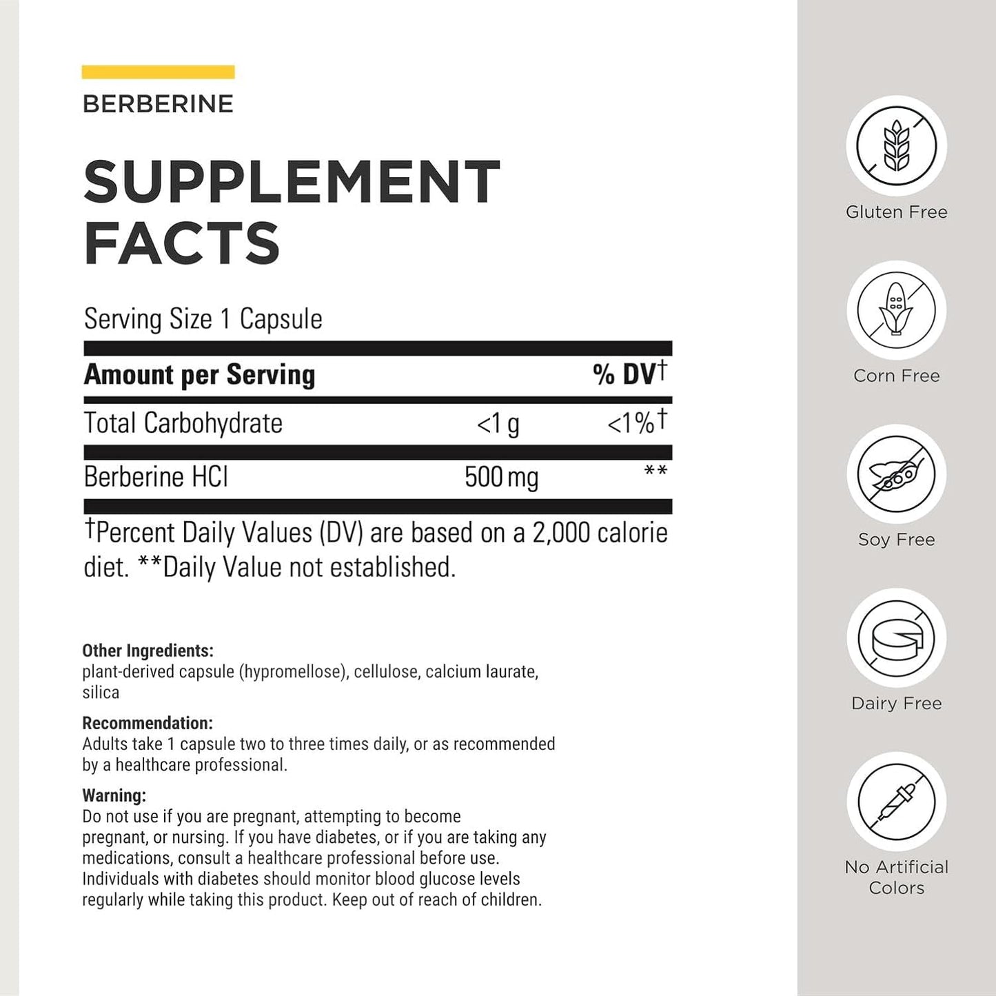 Integrative Therapeutics Berberine - Supports Metabolic Health & Cellular Energy Metabolism - Practitioner-Trusted Quality - Dairy-Free & Gluten-Free - 60 Capsules (60 Servings)