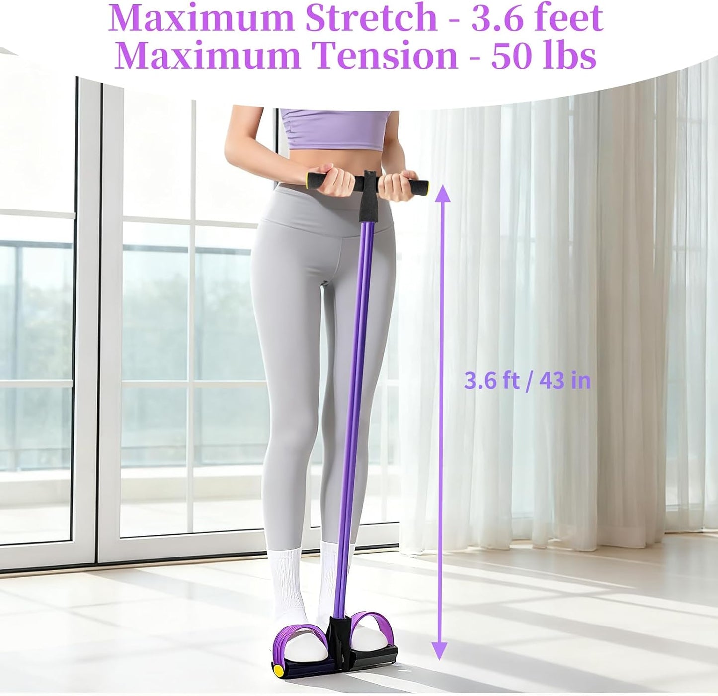 Pedal Resistance Bands with Handles, 6-Tube Tension Training for Full-Body Workout
