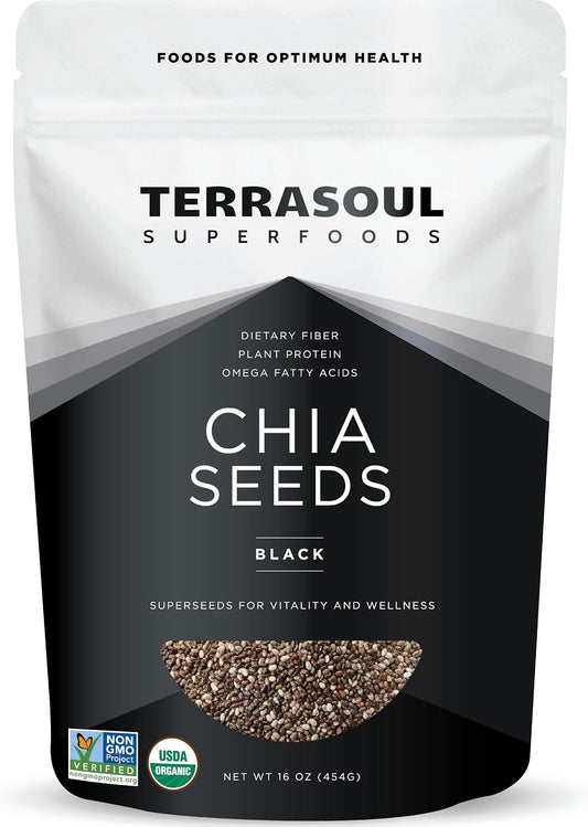 Terrasoul Superfoods Organic Black Chia, 16 oz - Chia Seeds | Superseed Boost for Energy & Wellness