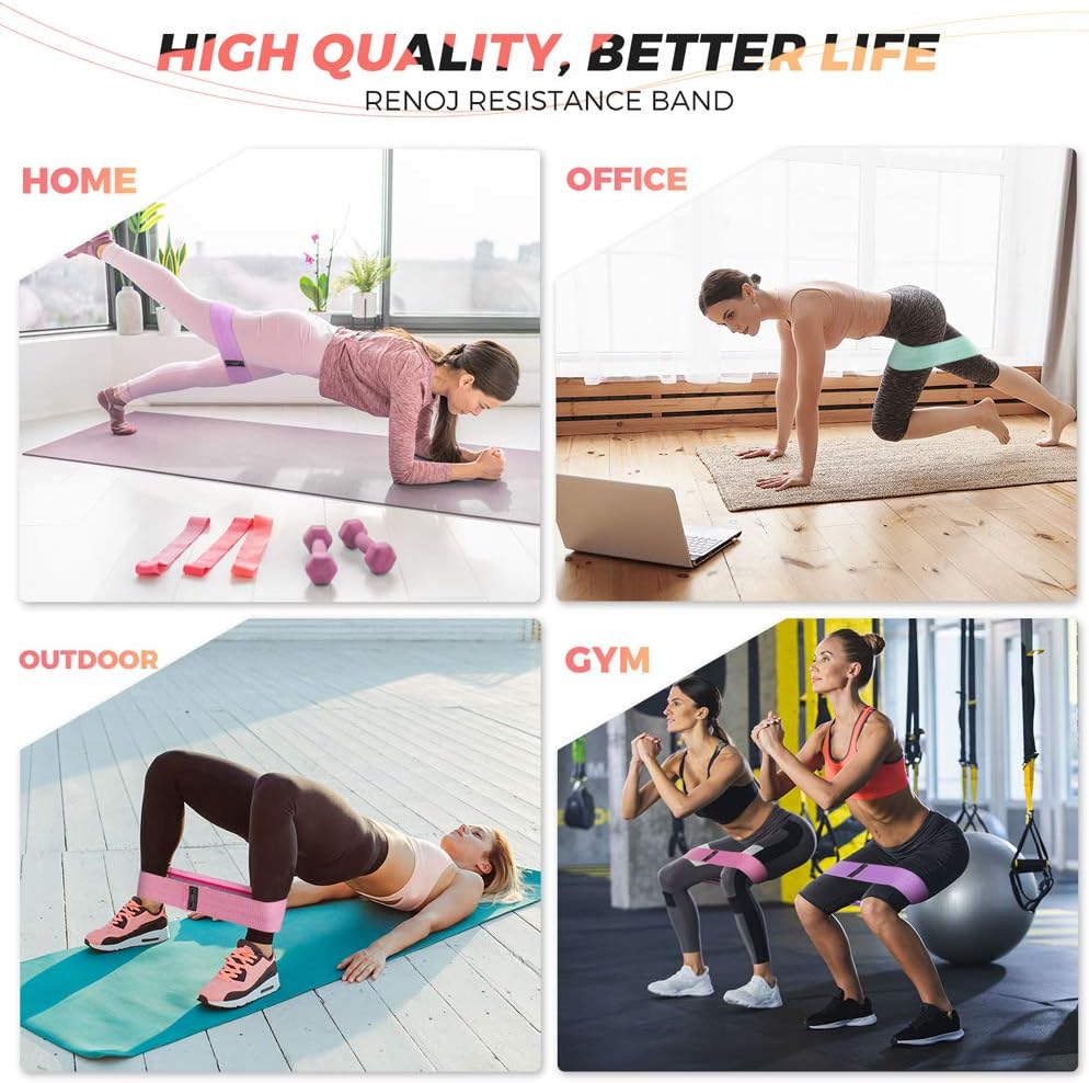 Renoj 3-Set Resistance Bands for Pilates, Yoga, Home Gym