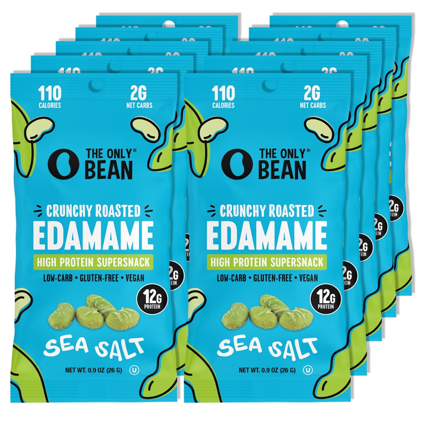 Crunchy Dry Roasted Edamame Snacks in Sea Salt, High Protein, Low Carb, Gluten Free, Vegan