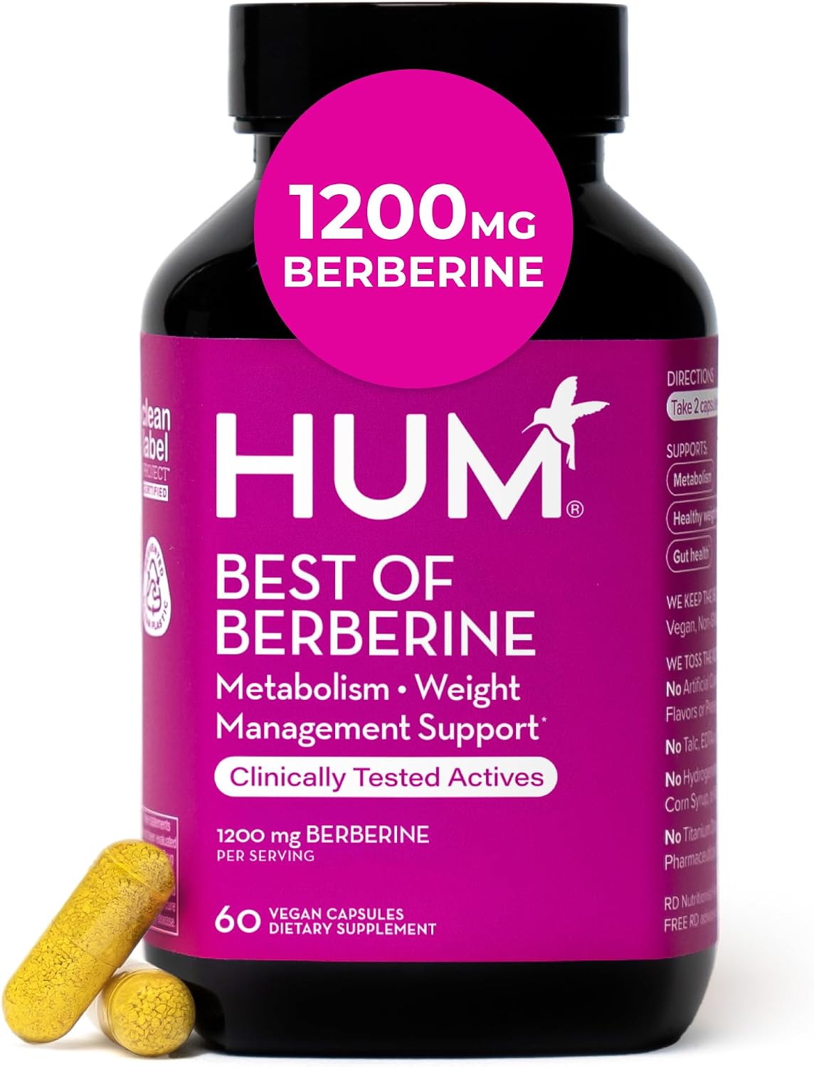 HUM Berberine Supplement 1200mg for Metabolic Wellness and Gut Health