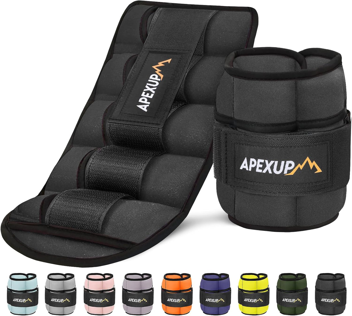 APEXUP Adjustable Ankle Weights 10lbs Pair, Modularized Leg Straps for Yoga, Walking, Running