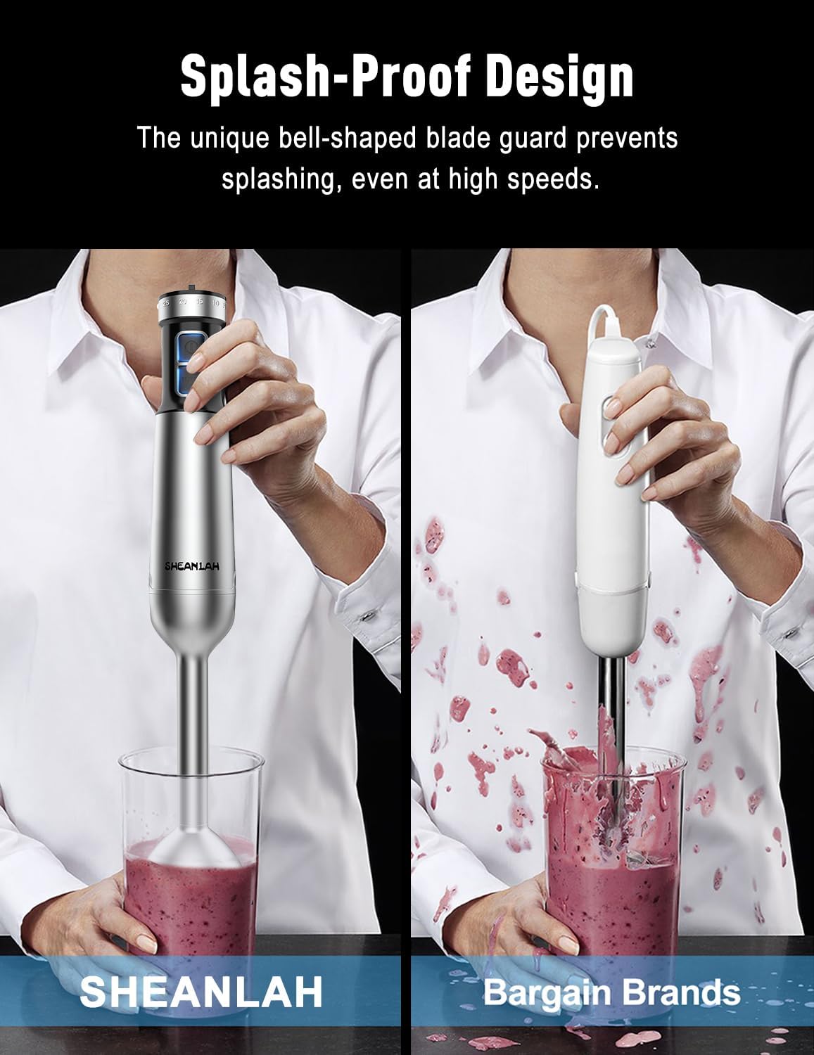 1000W Powerful Immersion Blender handheld, 2025 New Update Hand Blender with 25-Speed, Scratch-Resistant Corded Hand Mixer with Heavy-Duty Copper Brushless Motor and Gift Box