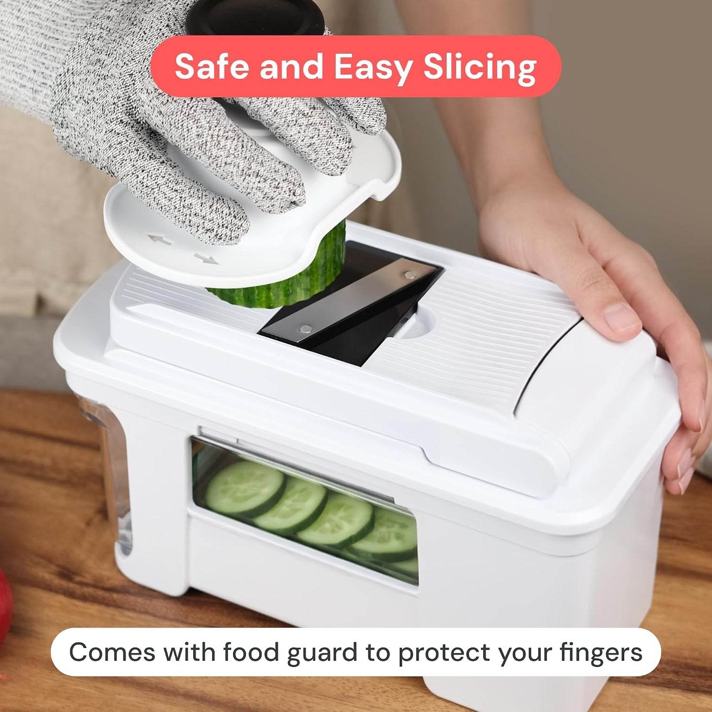 Fullstar Pro XL Vegetable Chopper & Mandoline Slicer w Pull-Out Catch Tray | 4 in 1 Veggie, Onion & Fruit Slicer, Dicer & Grater with Sharp Stainless Steel Blades - XL Food Prep Set (White)