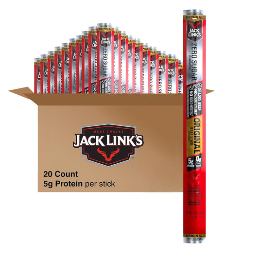 Jack Link's Zero Sugar Beef Sticks, 20 Pack, 0.92 oz, Ready to Eat Protein Snacks