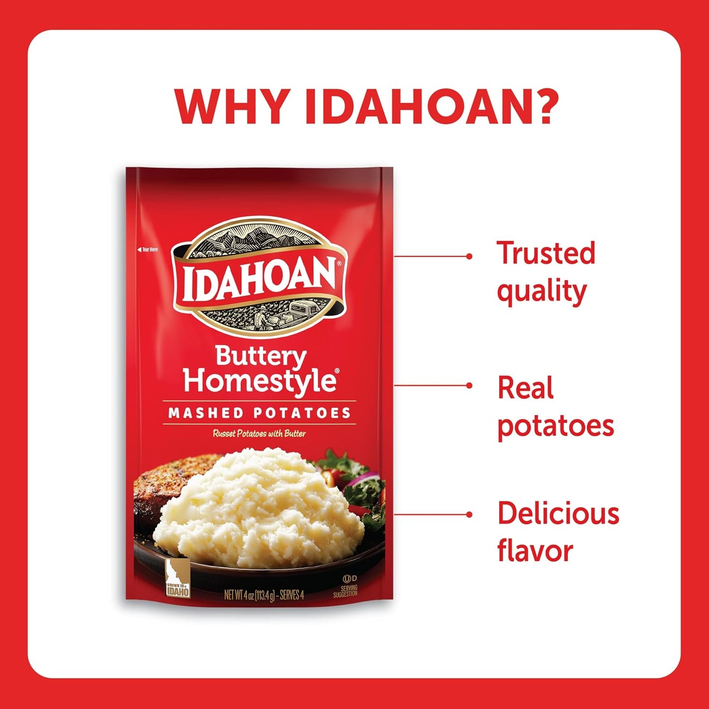 Idahoan® Buttery Homestyle® Mashed Potatoes, 4 oz Pack of 12