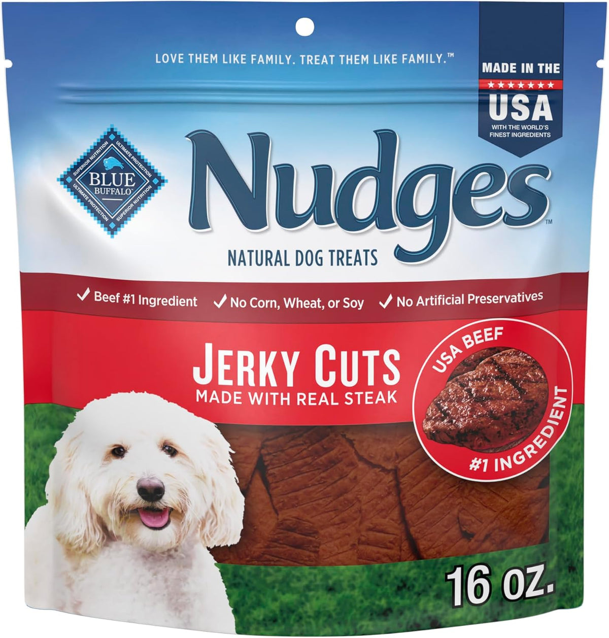 Blue Buffalo Nudges Jerky Cuts Dog, Made in the USA with Natural Ingredients