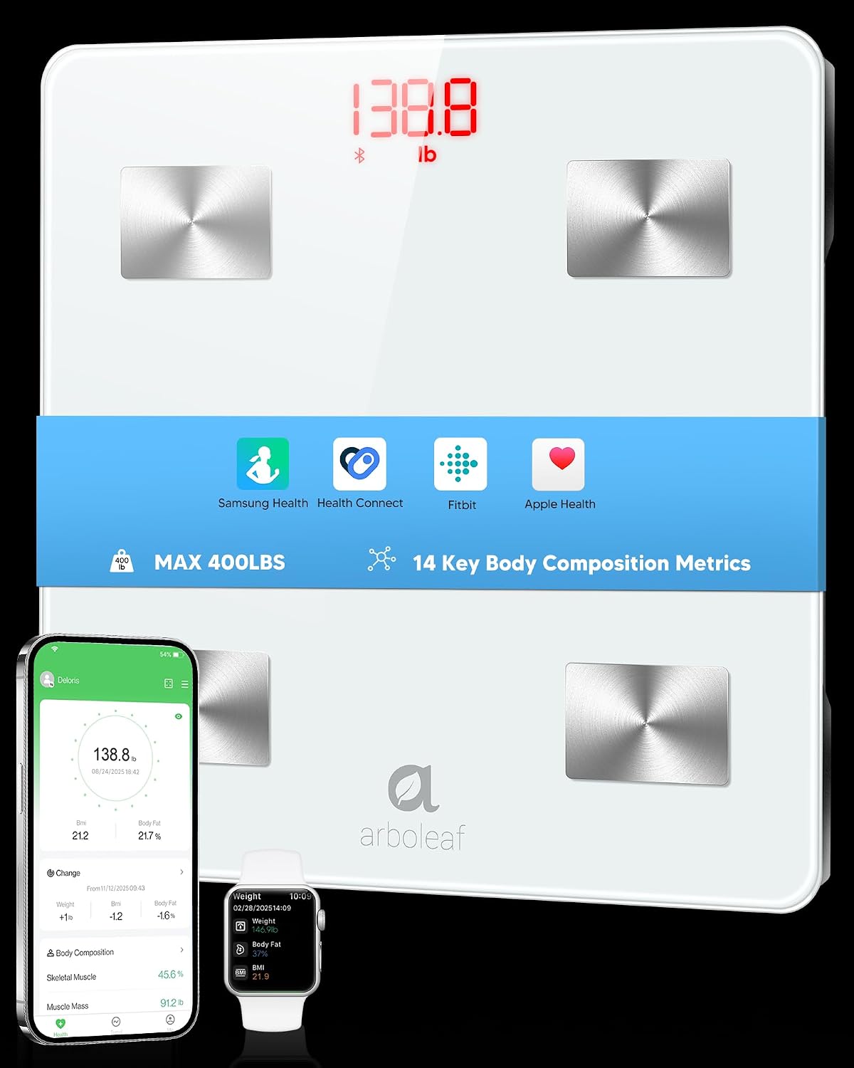 Arboleaf Smart Scale for Body Weight and Composition Analysis