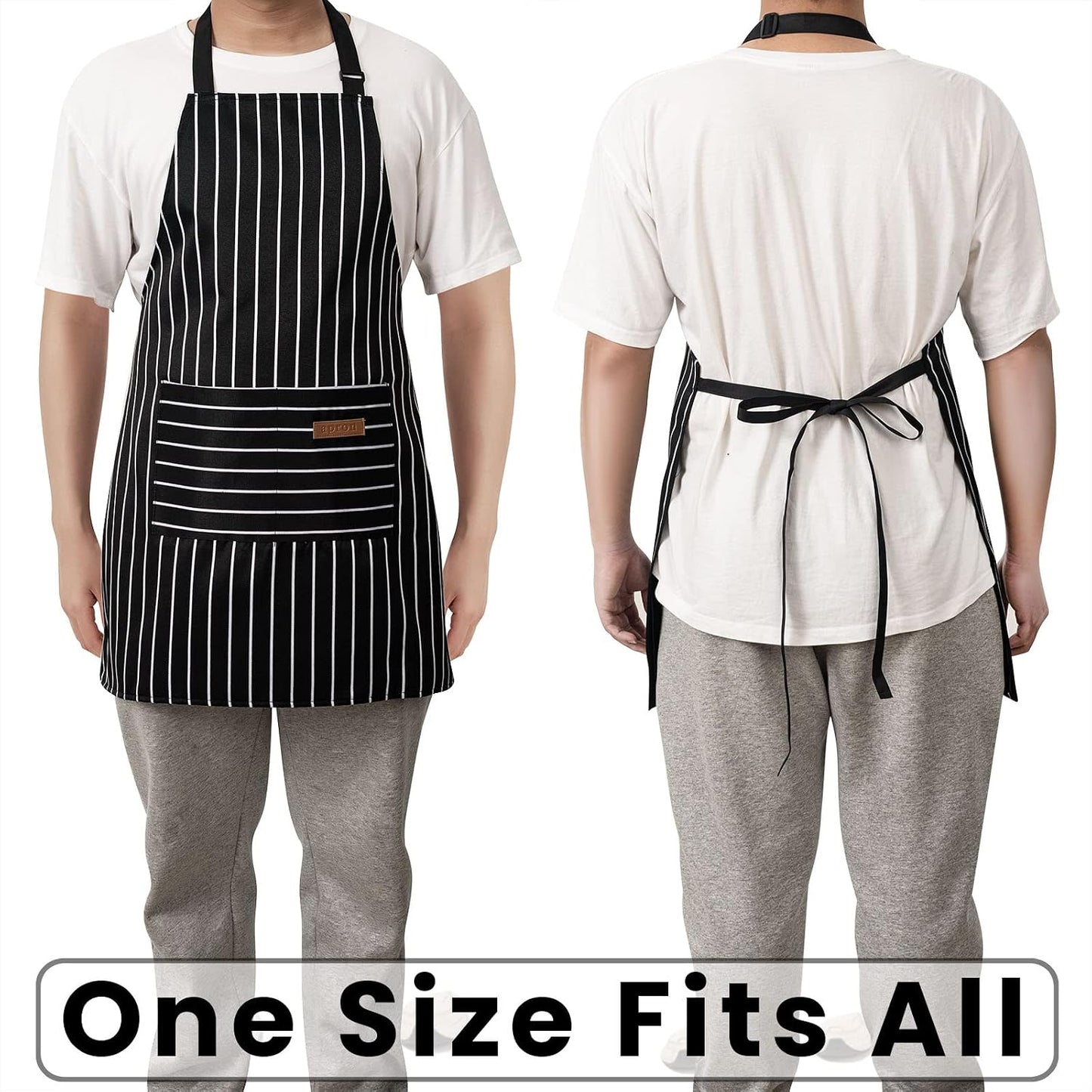 BeLuyi 2 Pack Adjustable Bib Apron with 2 Pockets Chef Cooking Kitchen Restaurant Aprons for Women Men