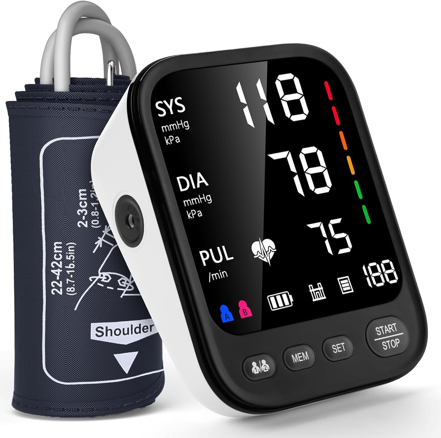Invaxe Automatic Upper Arm Blood Pressure Monitor with Large Cuff and Backlit Screen