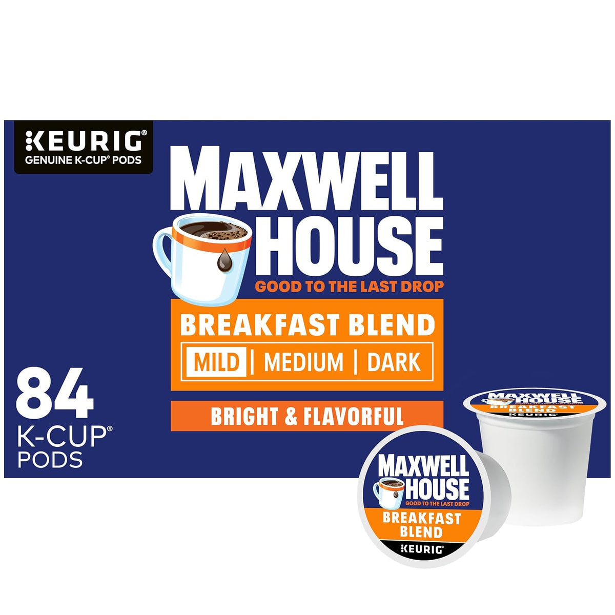 Maxwell House Breakfast Blend Mild Roast K-Cup Coffee Pods, 84-count box