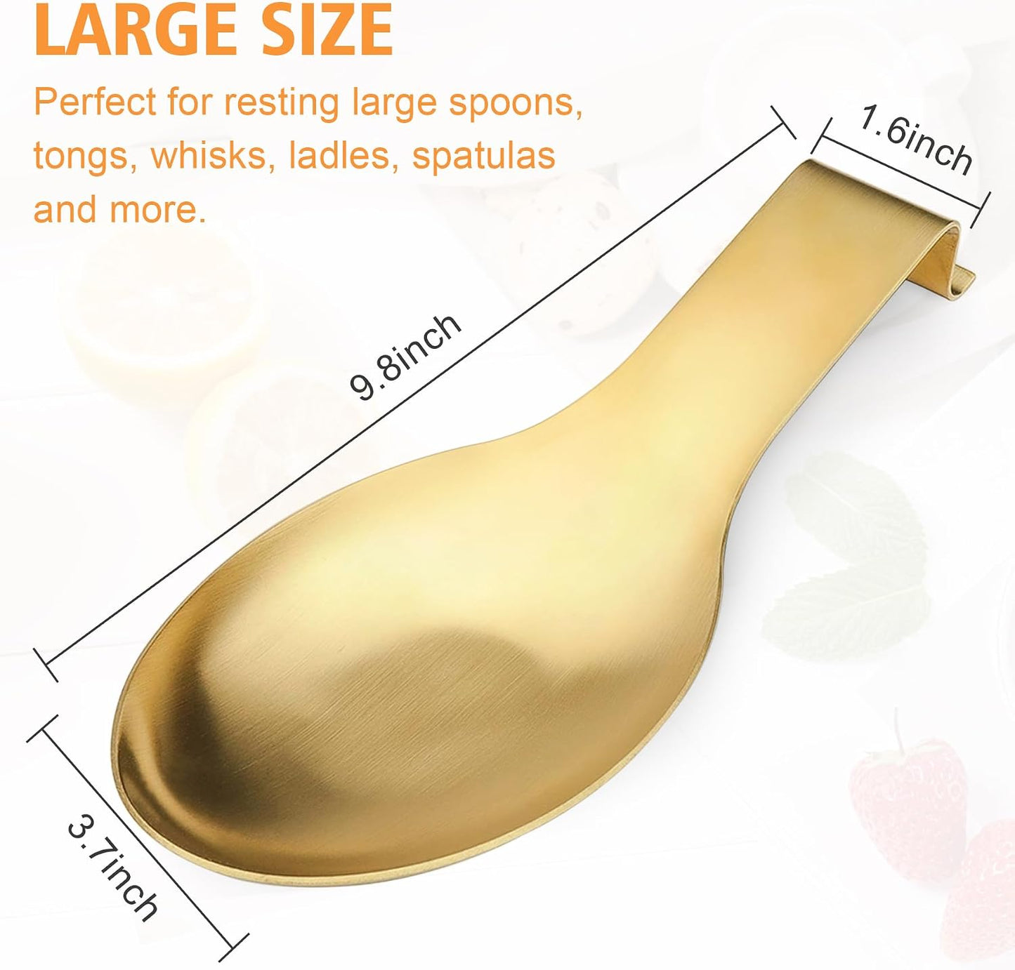 VanlonPro Stainless Steel Spoon Rest, Spatula Ladle Holder, Stainless Steel Utensil Spoon Rest Holder, Brushed Finish, Dishwasher Safe 9.8 x 3.7 Inch (Gold 1PC)