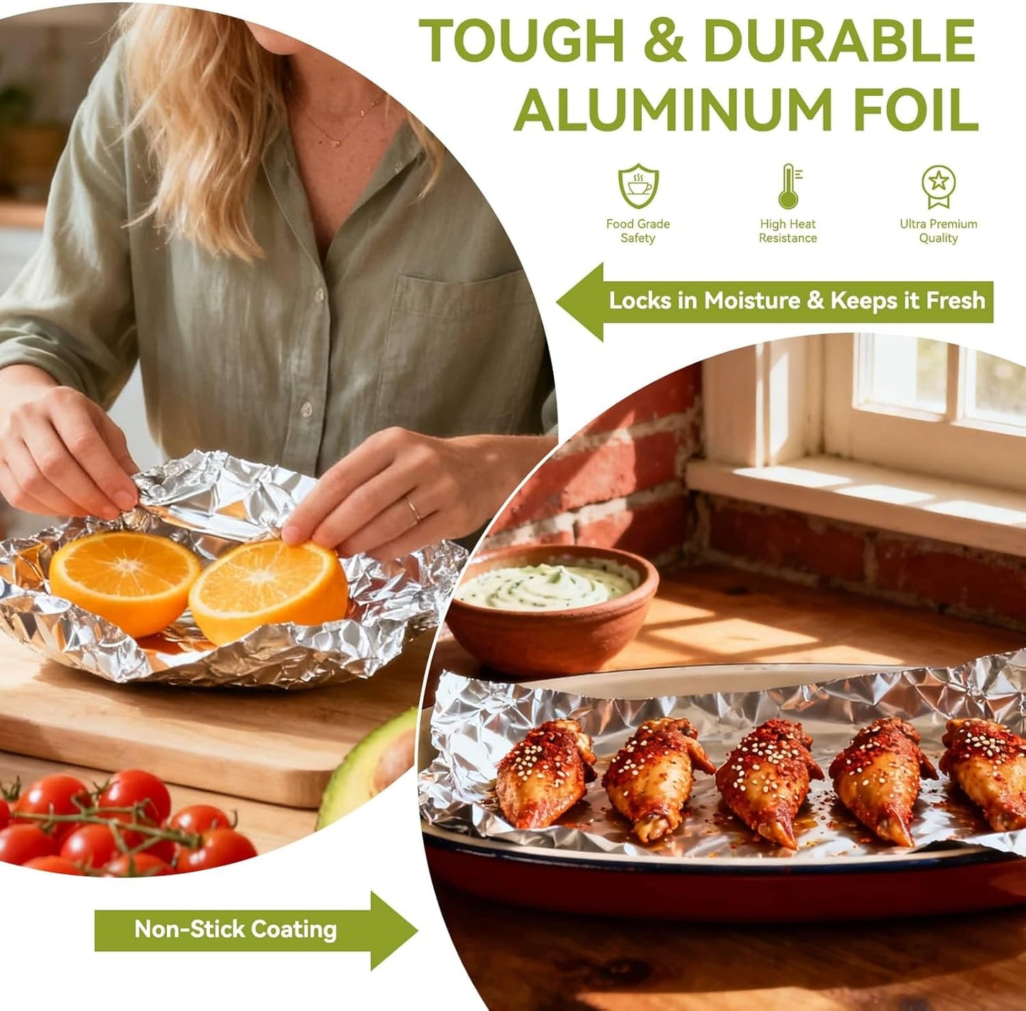 Aluminum Foil Roll, 12in x 350Sq Ft Aluminum Foil, Thick Strong Tin Foil with Cutter, Food Safe Cling Wrap for Cooking, Baking, Roasting, Grilling, Freezer Storage
