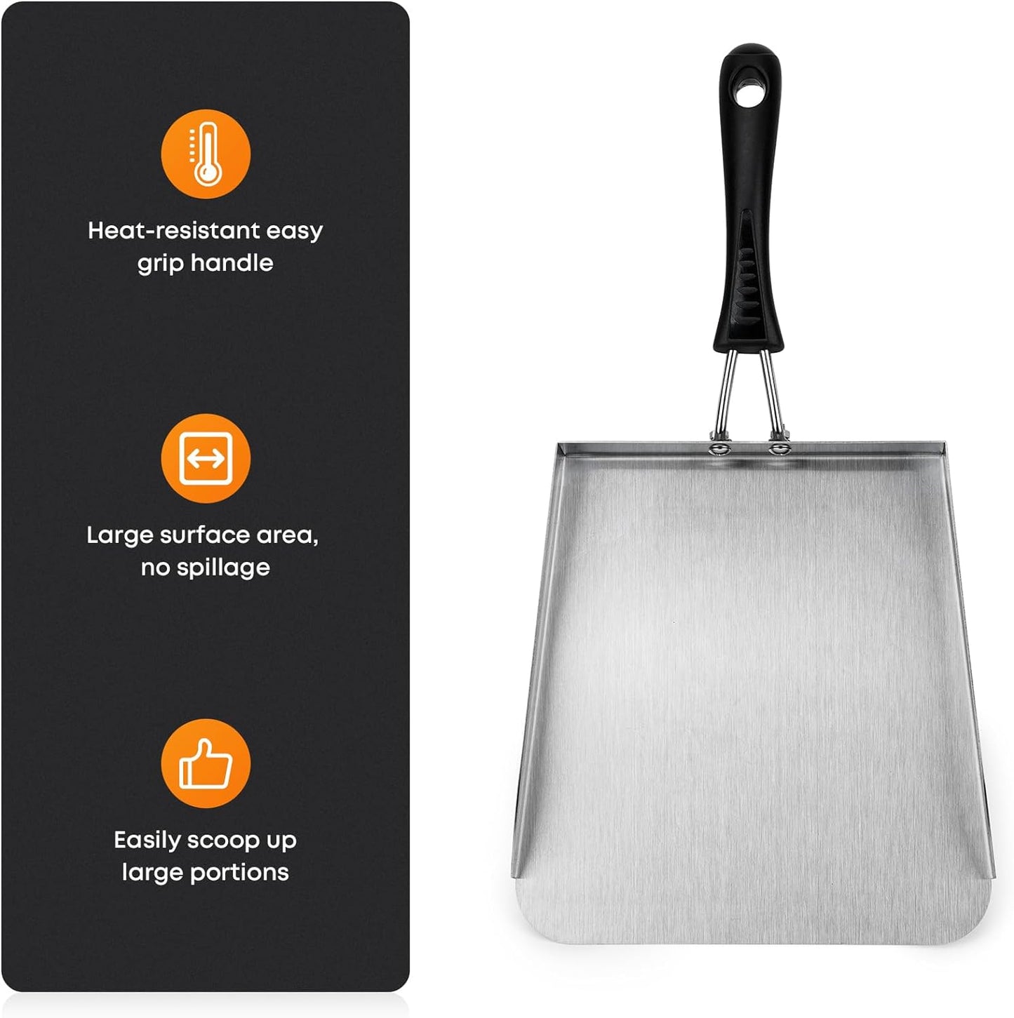 Stanbroil Large Griddle Scoop Spatula Food Mover for Rice, Veggies & More | Stainless Steel, 7" Wide, Moves More Food at Once, Flat Top Grill Tool, Ideal for Stir Fry, Fried Rice & Teppanyaki