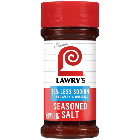 Lawry's 25% Less Sodium Seasoned Salt, 8 oz, Kosher Certified, No MSG Added, All-Purpose Seasoning for Beef, Pork, or Poultry