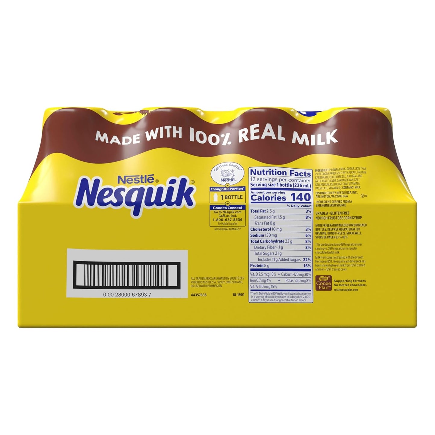 Nesquik Chocolate Lowfat Milk Ready to Drink 12 Pack of 8 fl oz (Packaging May Vary)