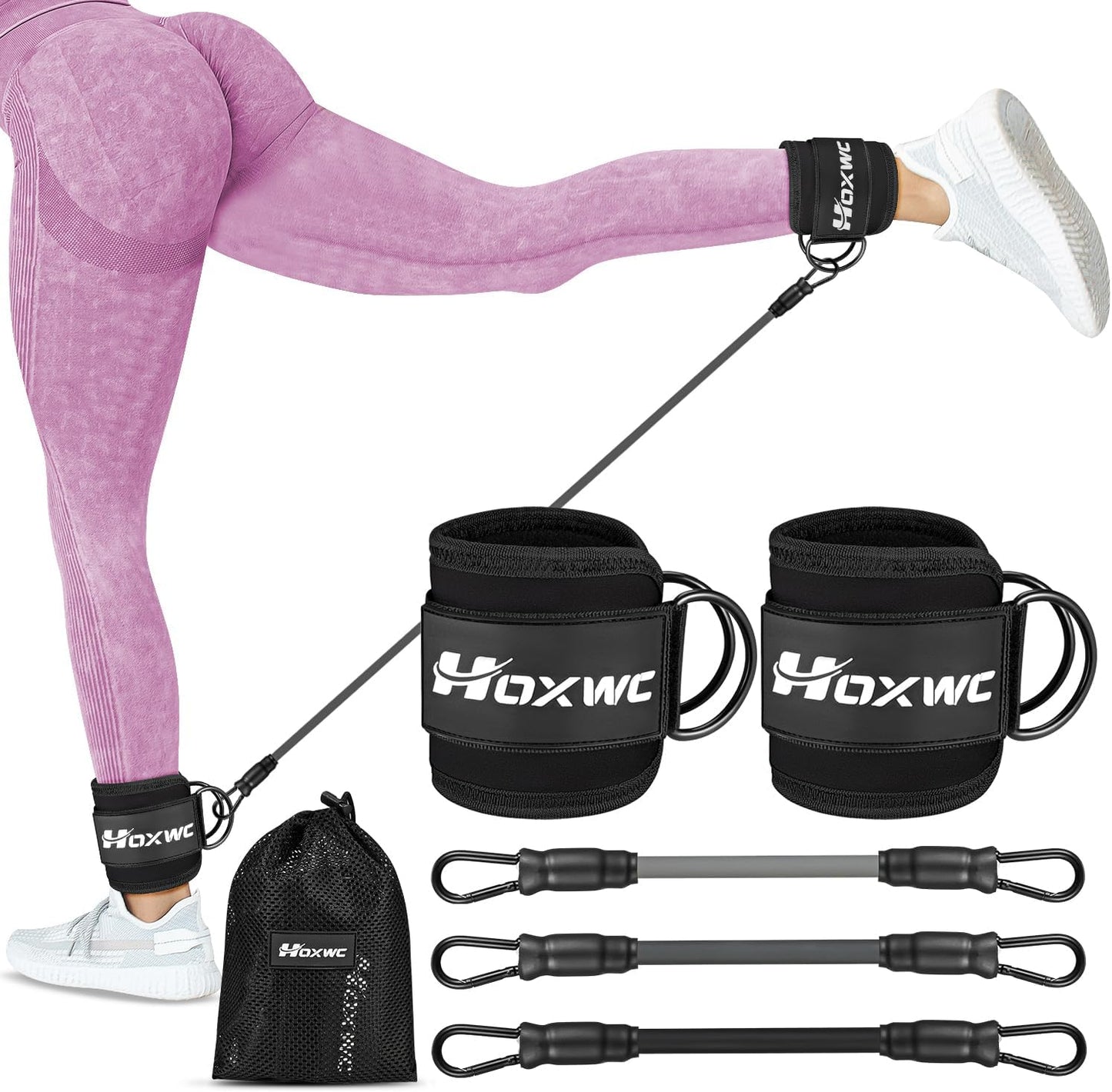 Ankle Resistance Bands with Cuffs for Leg, Booty & Hip Workouts