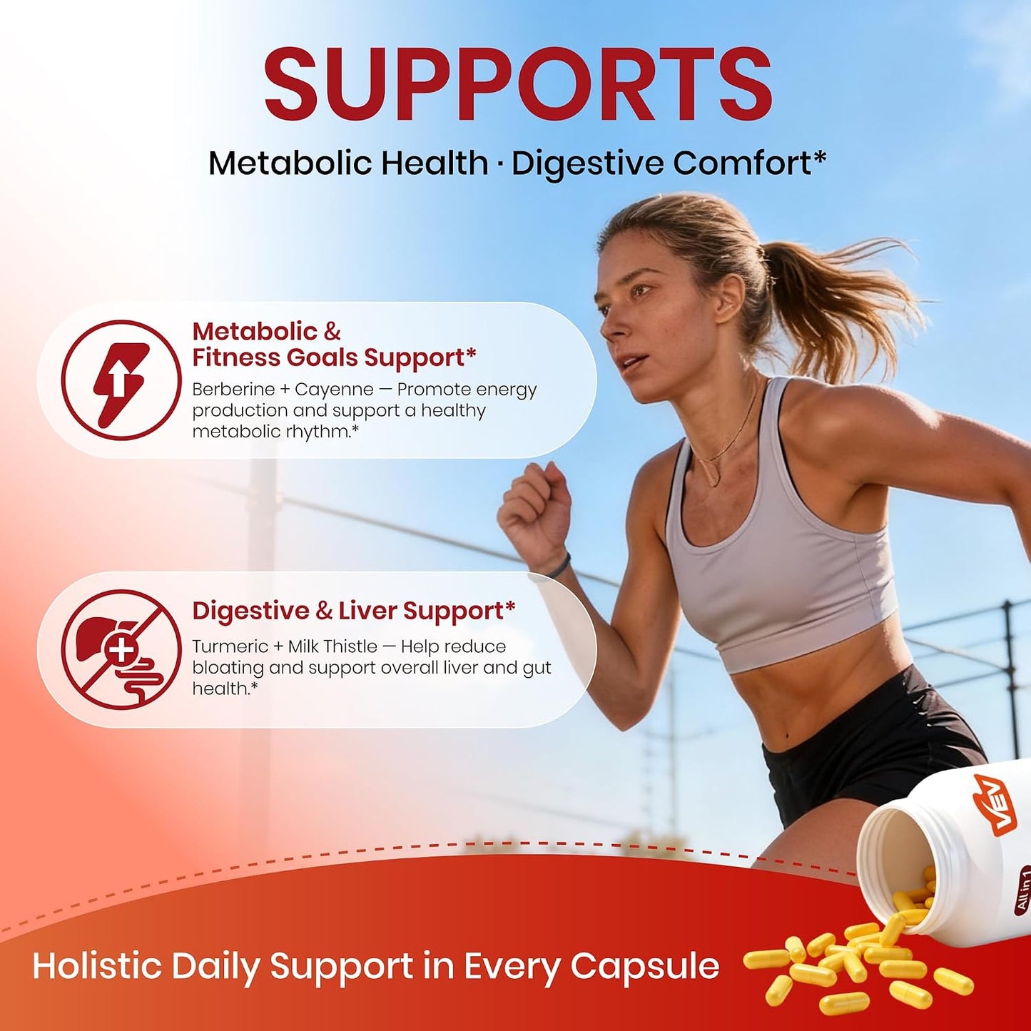 VEV Berberine Supplement with Ceylon Cinnamon, Cayenne Pepper, Turmeric, Milk Thistle, Vegan & Non-GMO – 120 Capsules