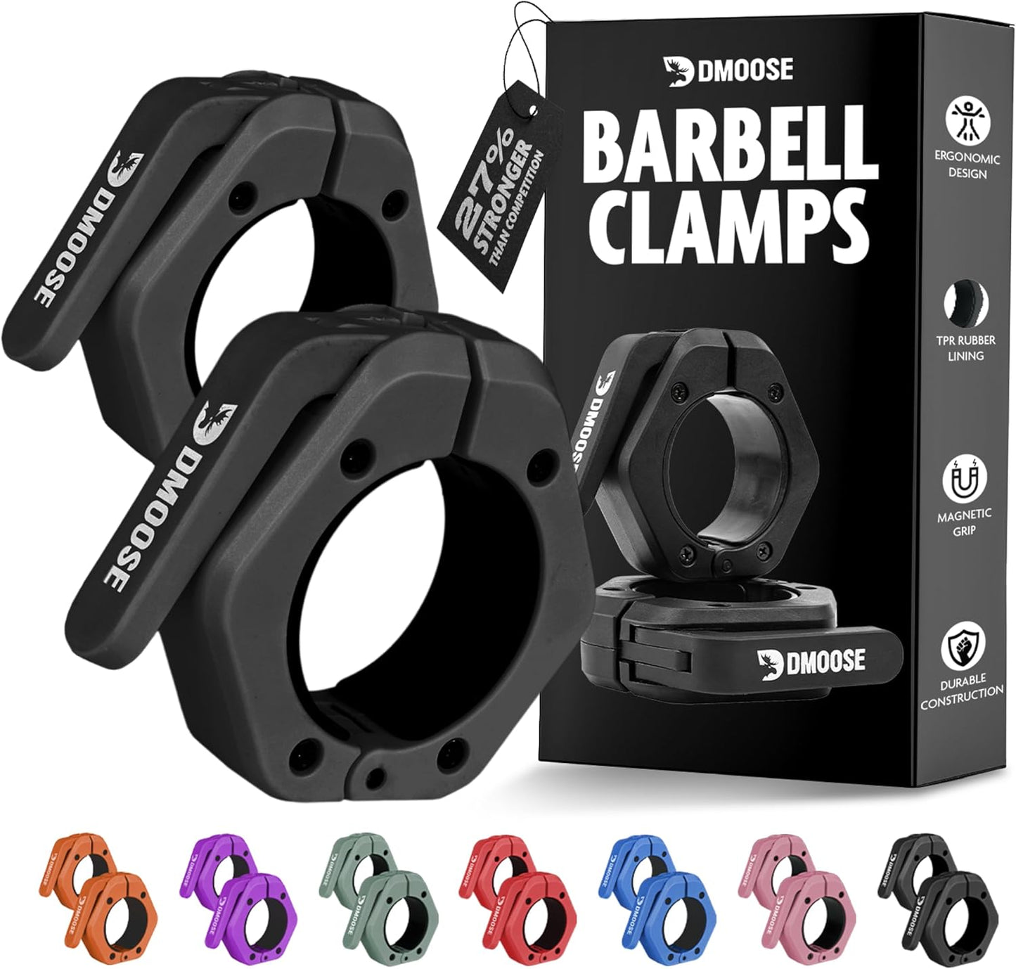 DMoose Fitness Barbell Clips 2 Inch - Quick Release Collars for Weightlifting