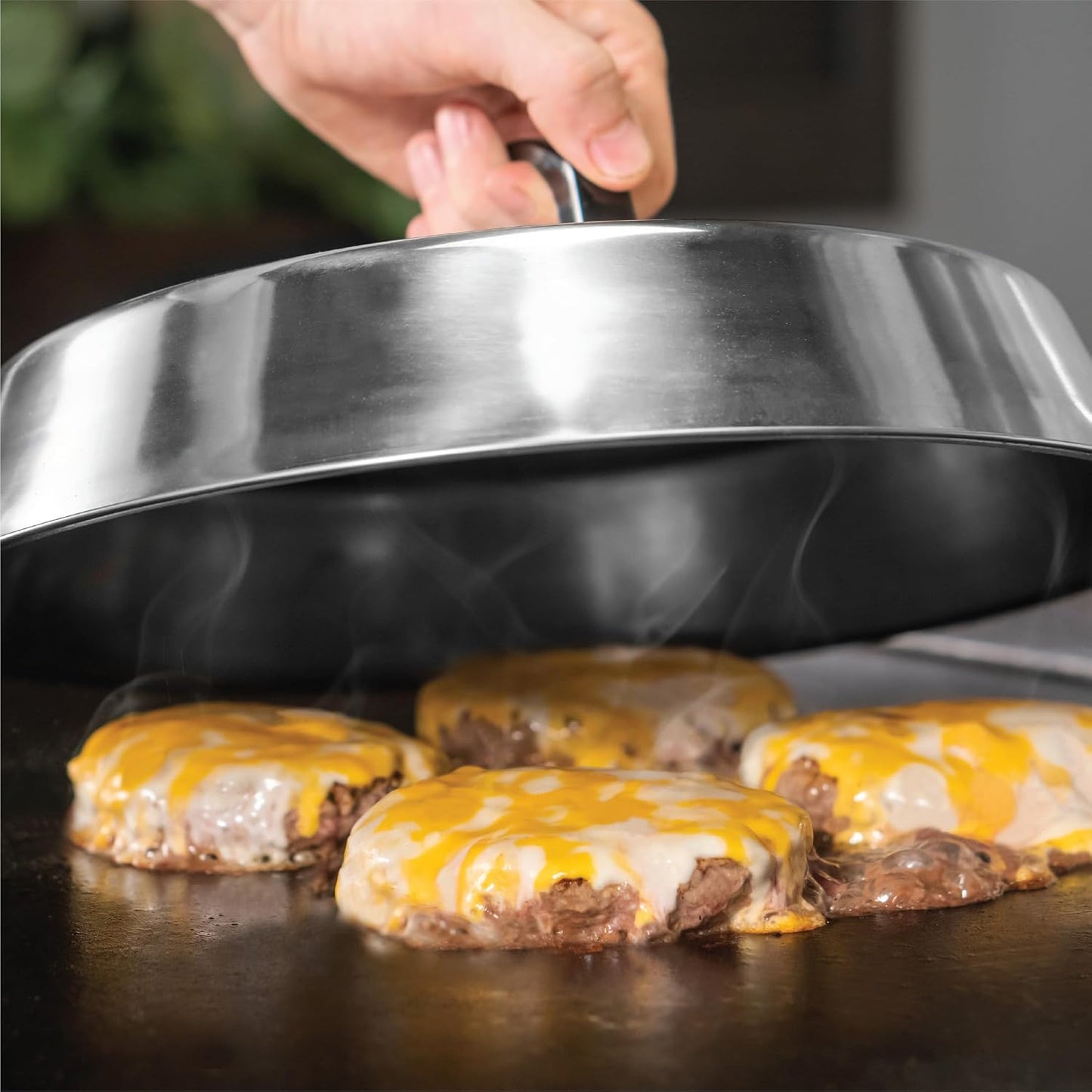 Blackstone 1780 12" Round Basting Cover, Stainless Steel | Heat-resistant handle, Dishwasher Safe