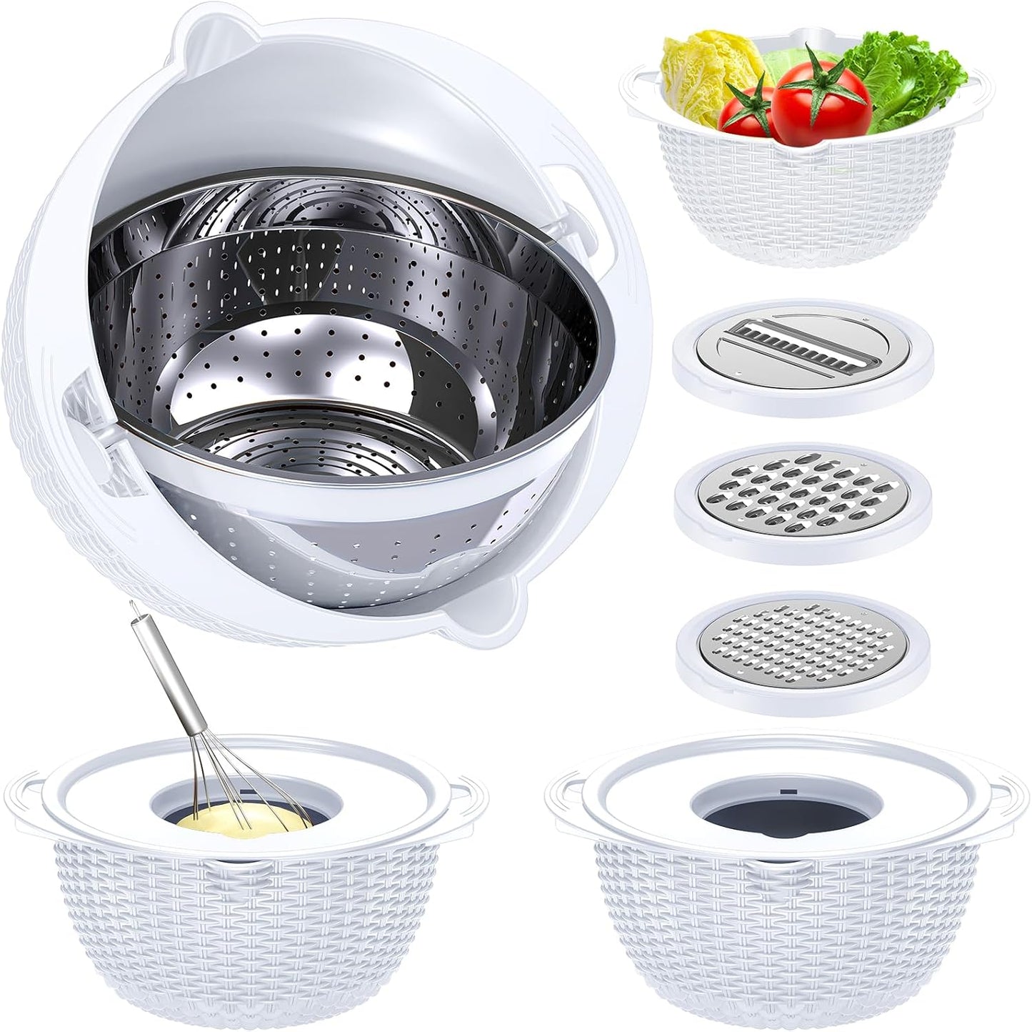 Over the Sink Colander - Strainers and Colanders - Sink Strainer Basket - Expandable Fine Mesh Strainer with Rubber Grip for Veggie, Fruits, Pasta, Home Kitchen Essentials (9.5W x 13.4-21.3L x 3.3H)