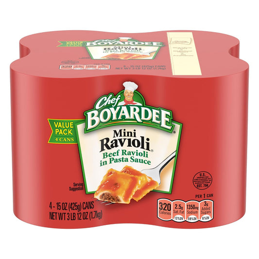 Chef Boyardee Mini Ravioli, 15 oz, 4-Pack: Delicious, Convenient Pasta Meal