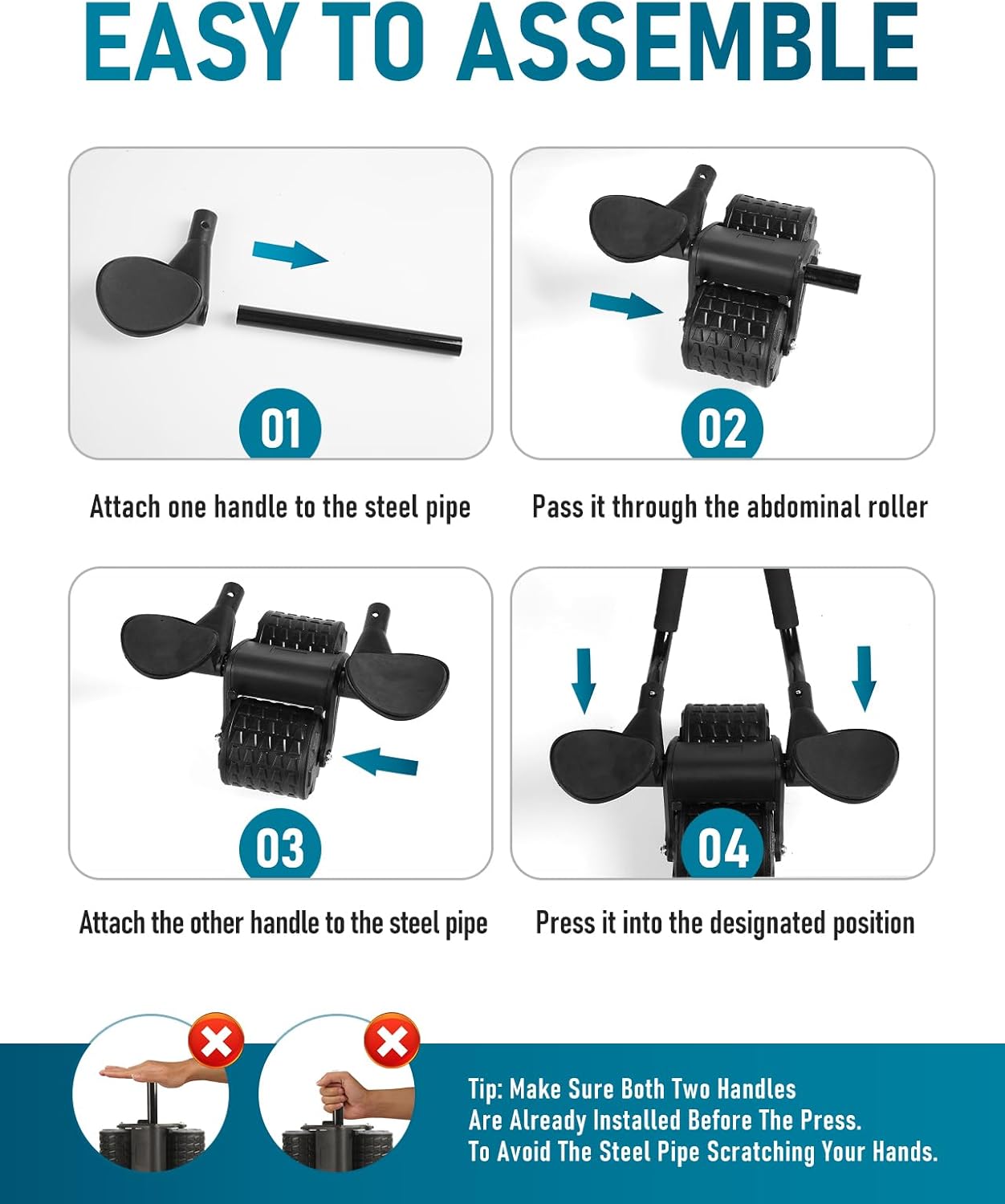 2026 Upgraded Automatic Rebound Ab Roller with Elbow Support for Core Strength Training