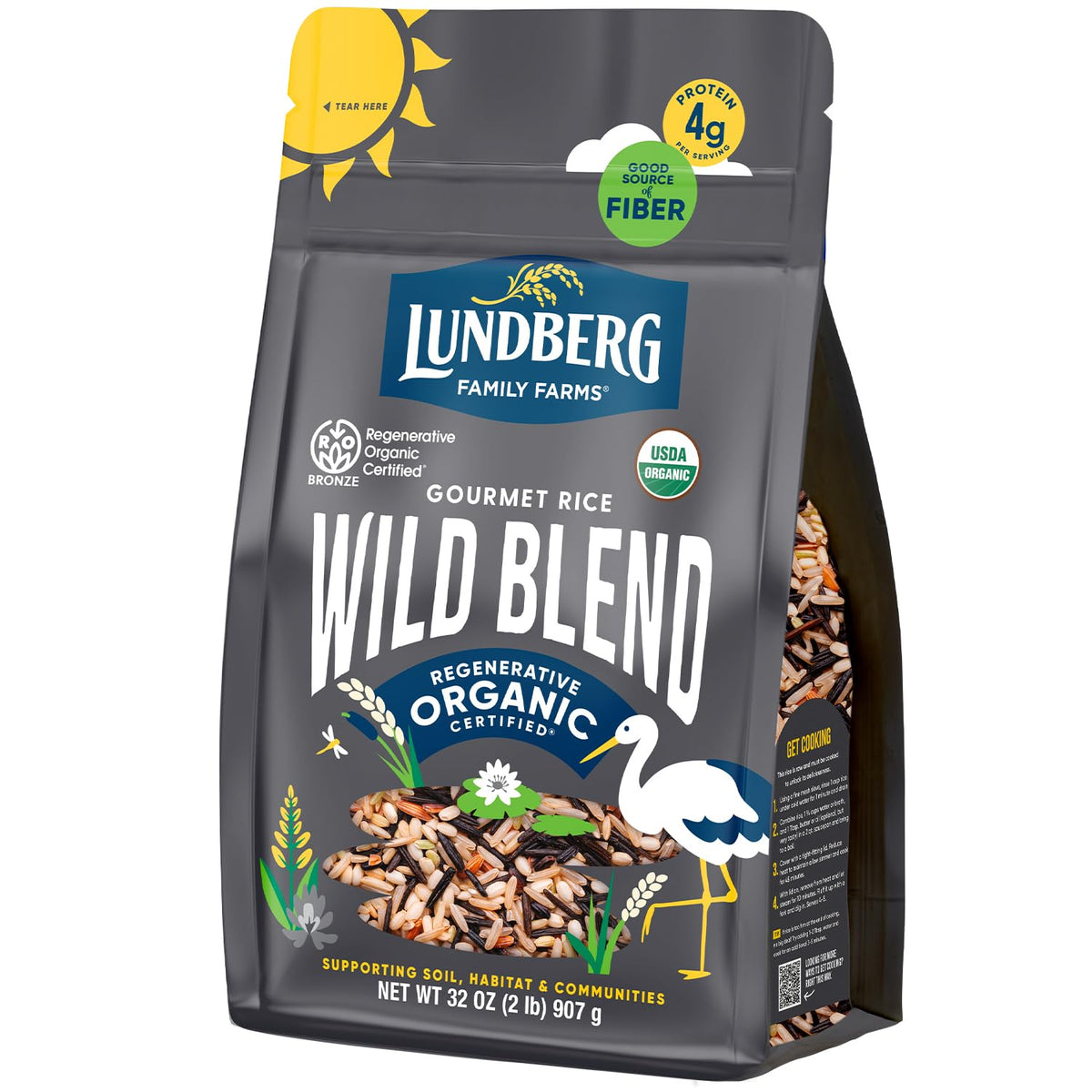Lundberg Regenerative Organic Wild Blend Rice - Brown, Red & Black, 32 Oz