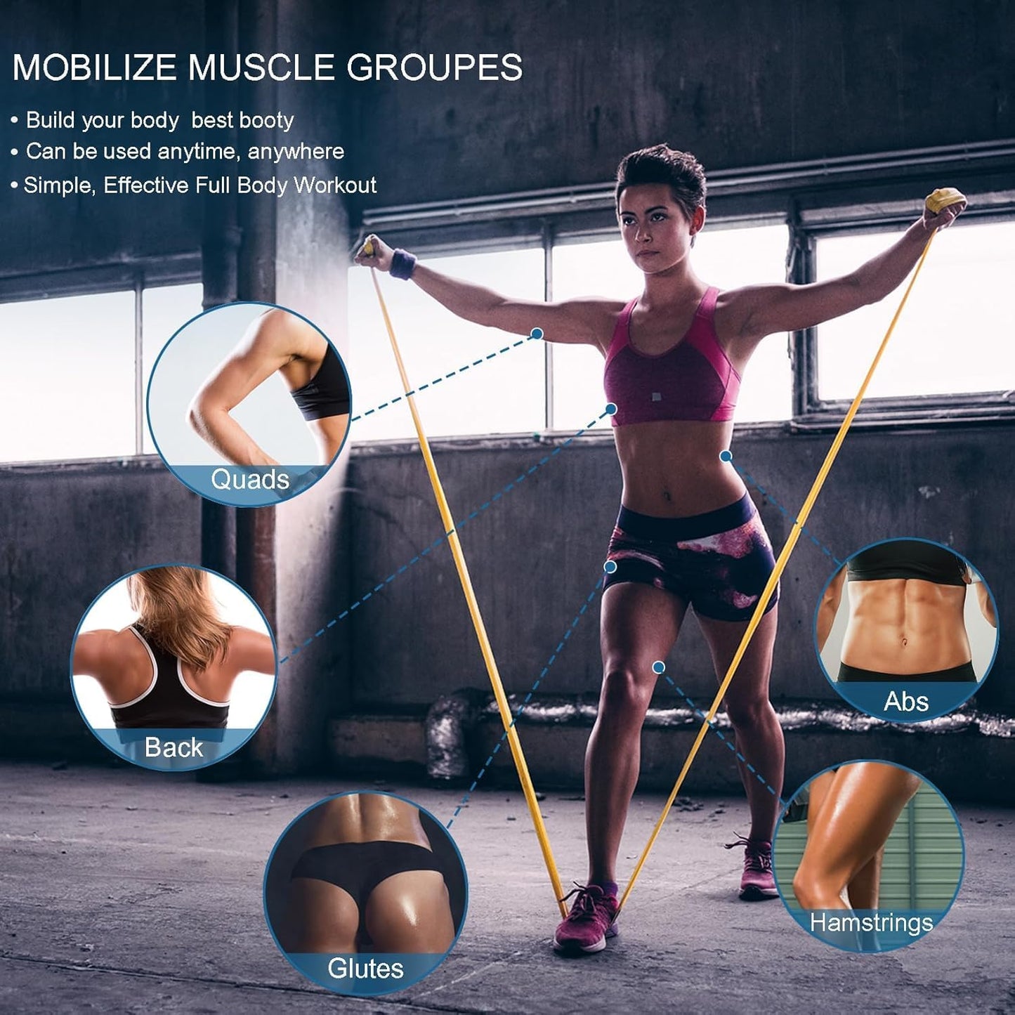 Lianjindun 5-Piece Professional Resistance Bands - Latex-Free, Pilates Workout Bands