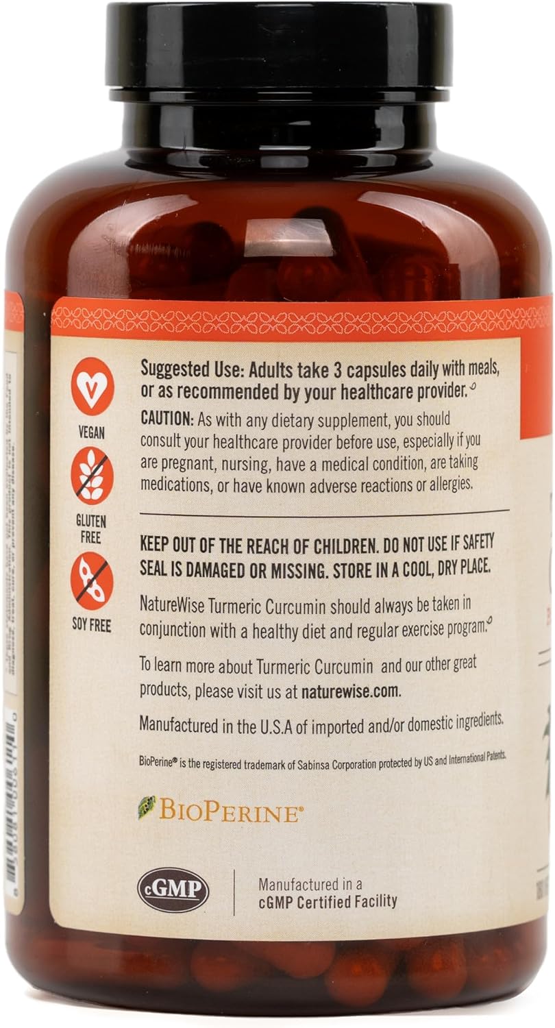 NatureWise Curcumin Turmeric 2250mg - Advanced Absorption from 95% Curcuminoids & BioPerine Black Pepper Extract - Daily Joint and Immune Health Support - Vegan, 180 Count[60-Day Supply]