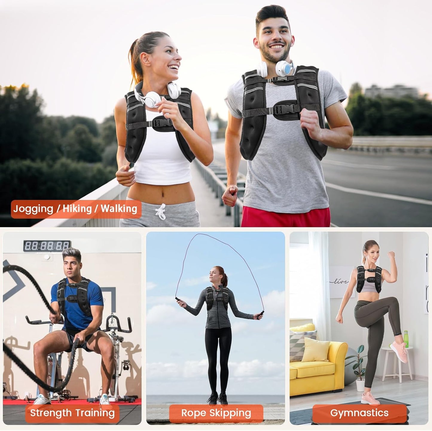 Poudee Adjustable Weighted Vest for Strength Training, Running, Workout